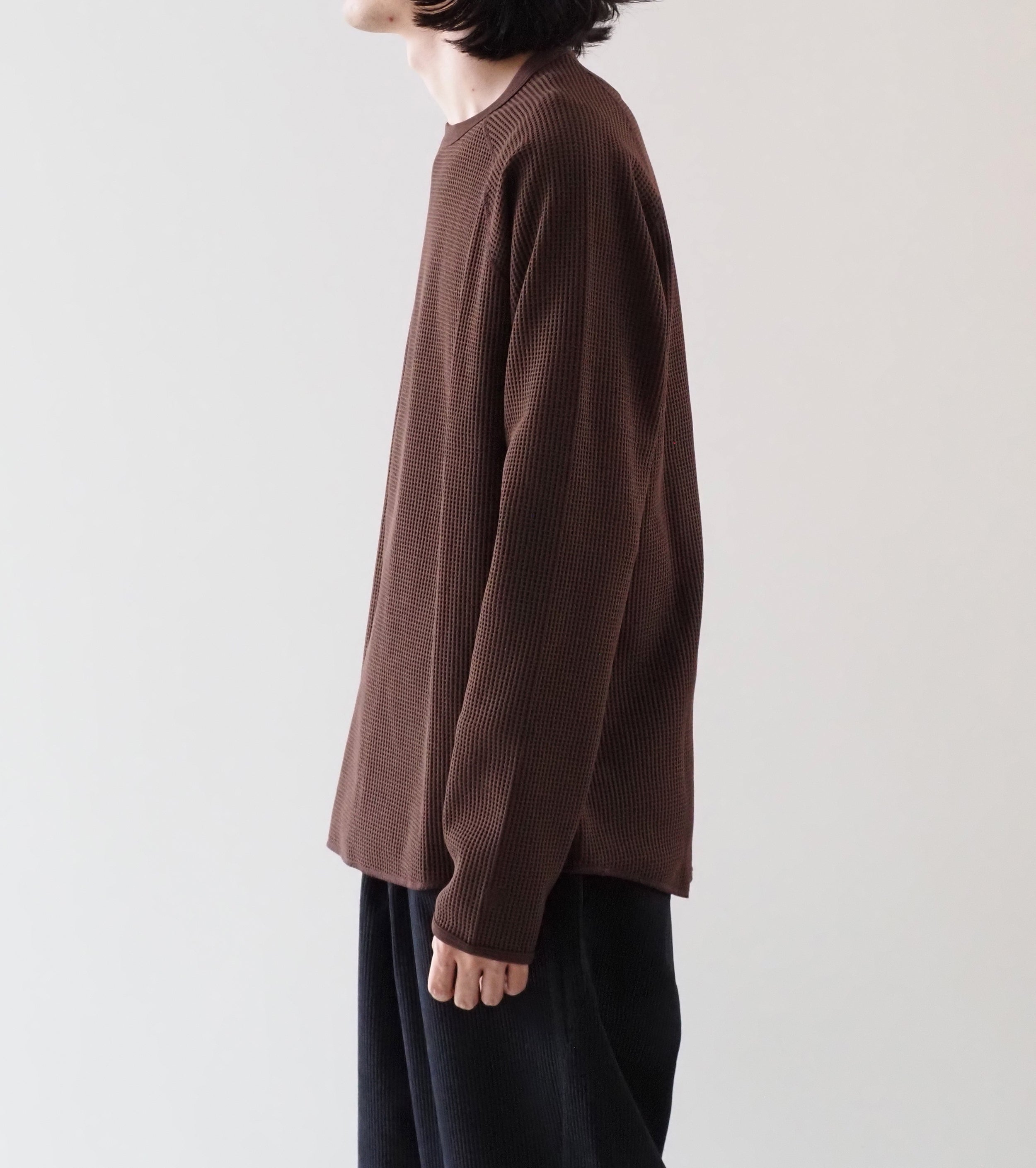 Goldwin Waffle Light Long Sleeve Tee Shirt, Chicory Brown