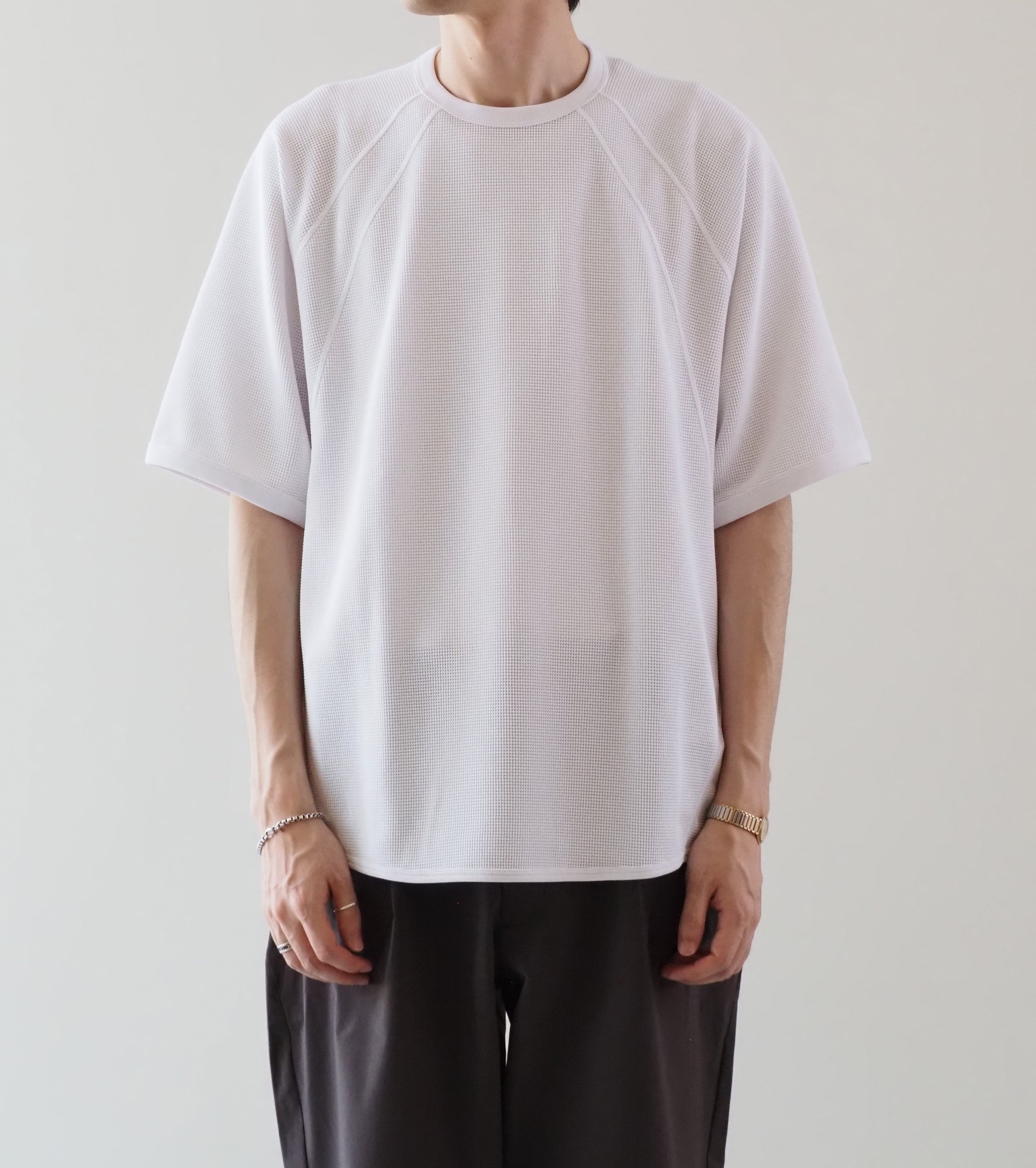 Goldwin メッシュ ワッフル アクチノイド ティーシャツ , White