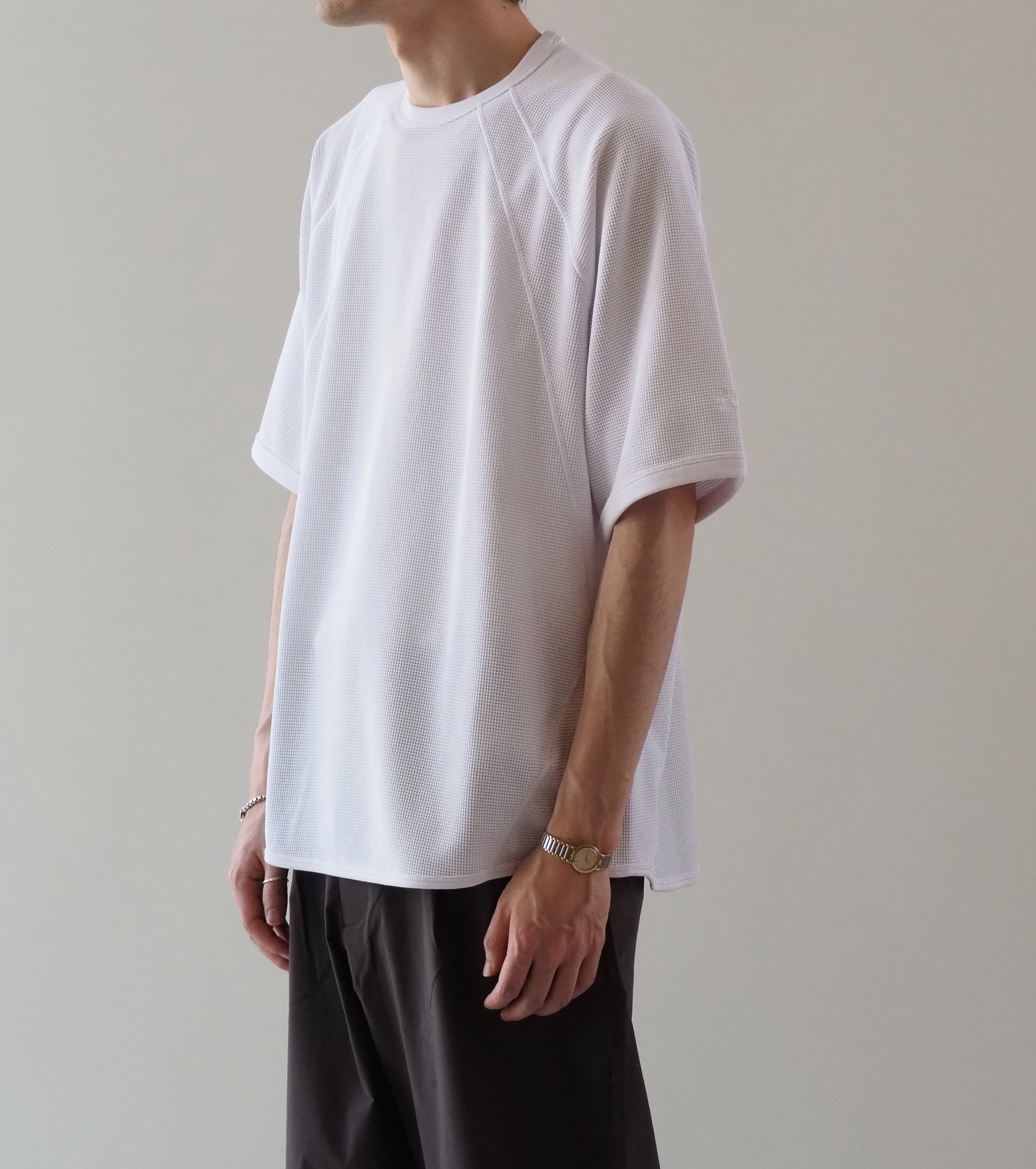 Goldwin メッシュ ワッフル アクチノイド ティーシャツ , White