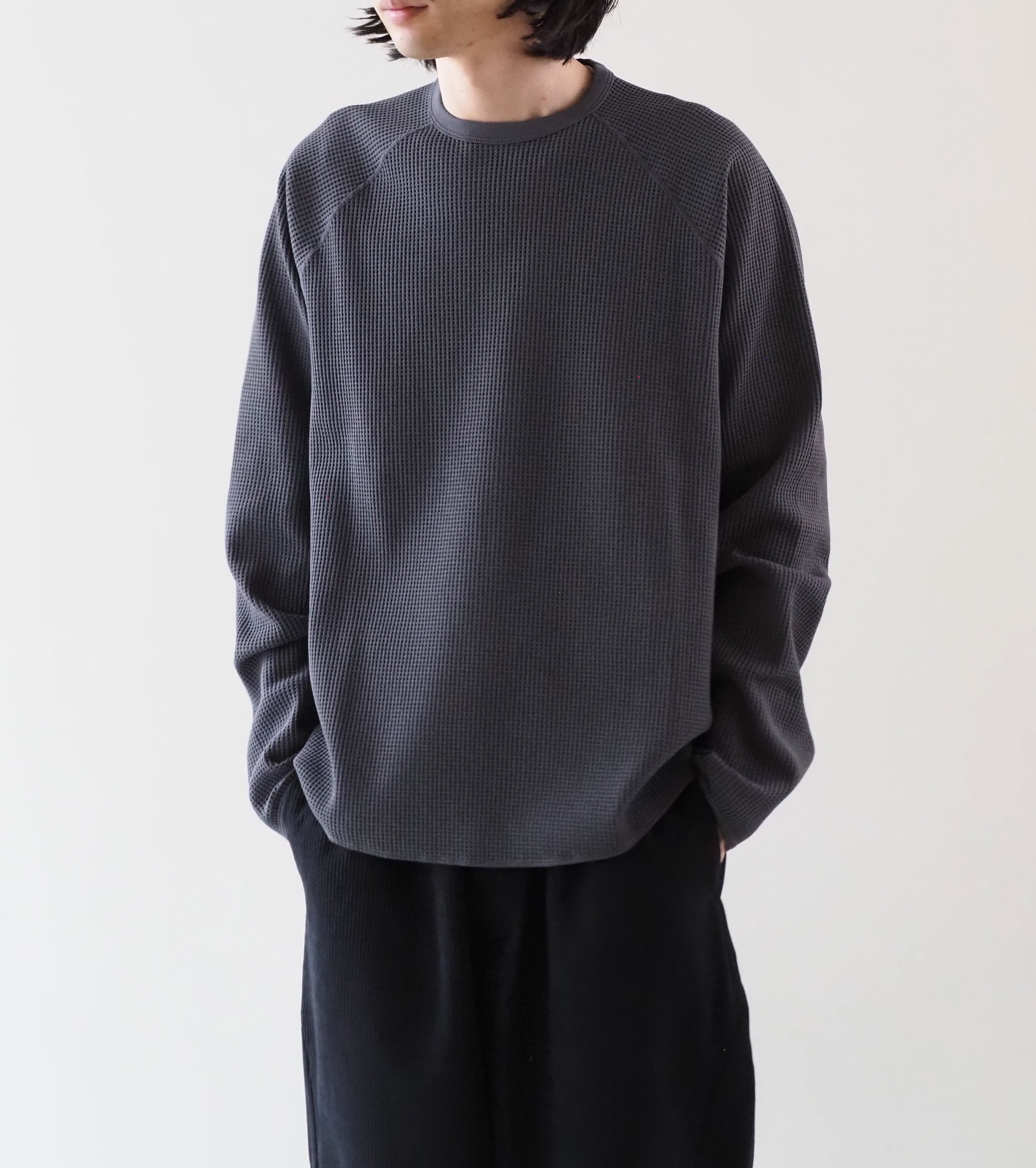 Goldwin Waffle Light Long Sleeve Tee Shirt, Cloud Gray