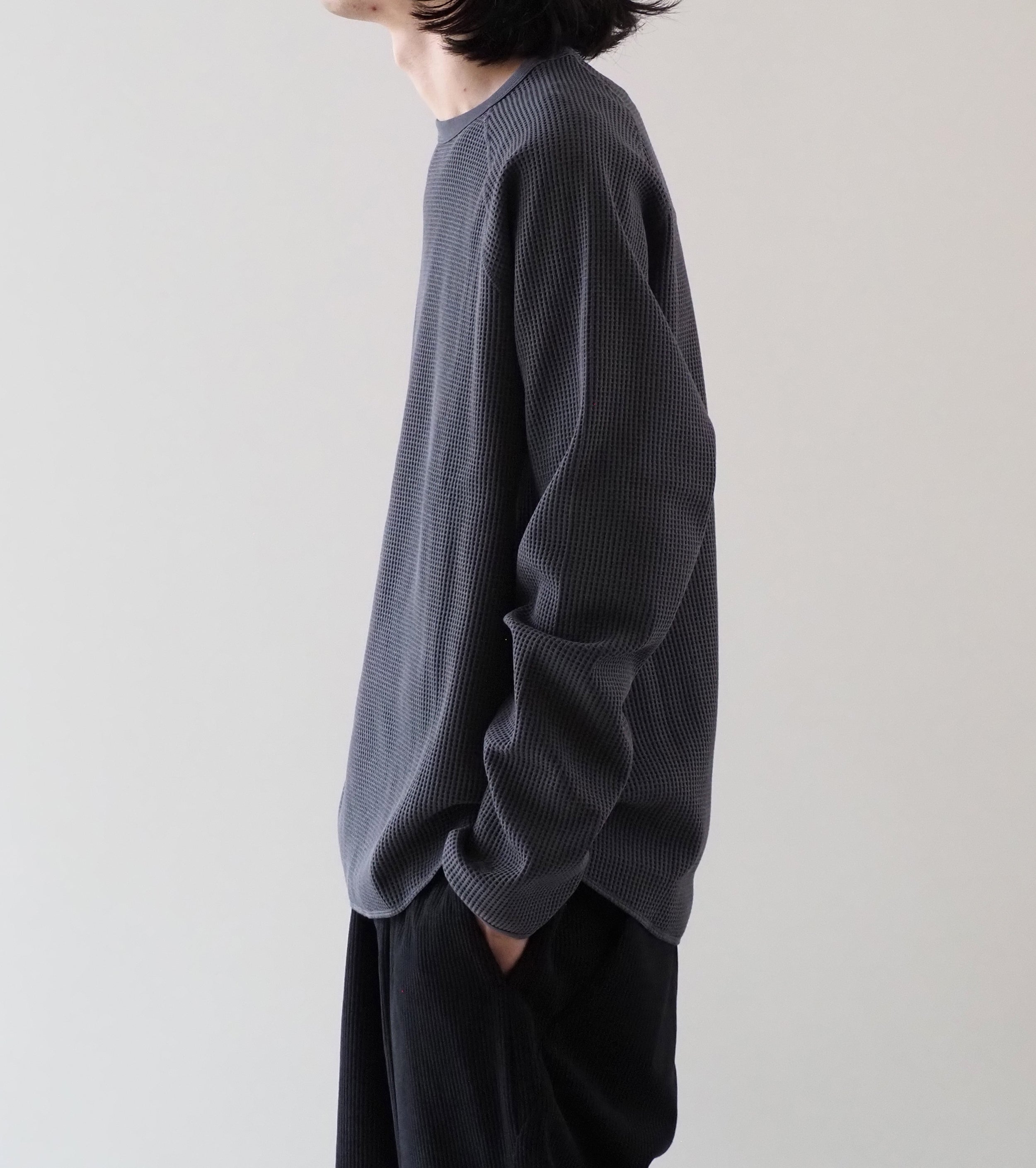 Goldwin Waffle Light Long Sleeve Tee Shirt, Cloud Gray