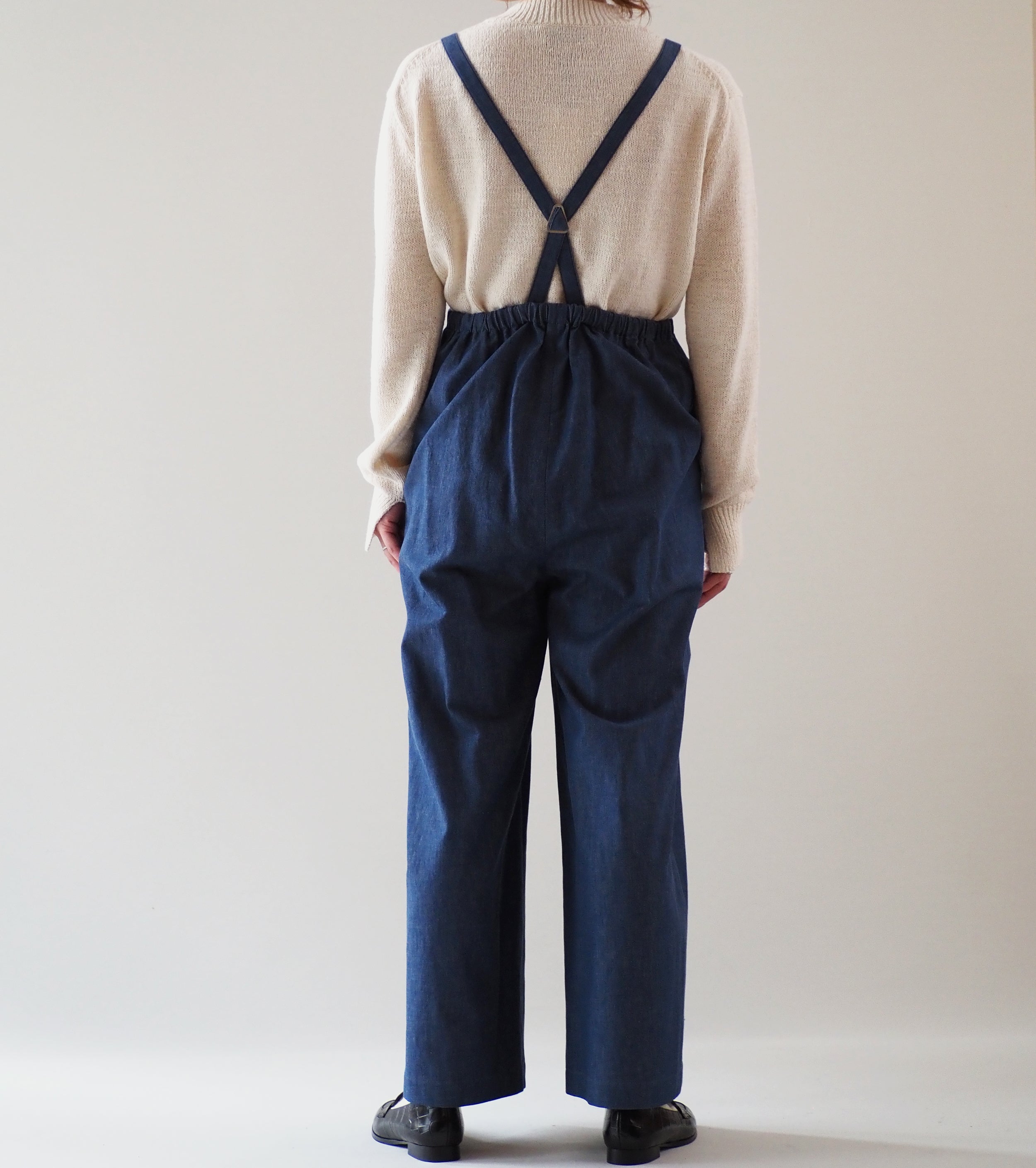 blurhｍs  Light-oz Denim Suspender Wide Pants, Indigo Reactive Dye