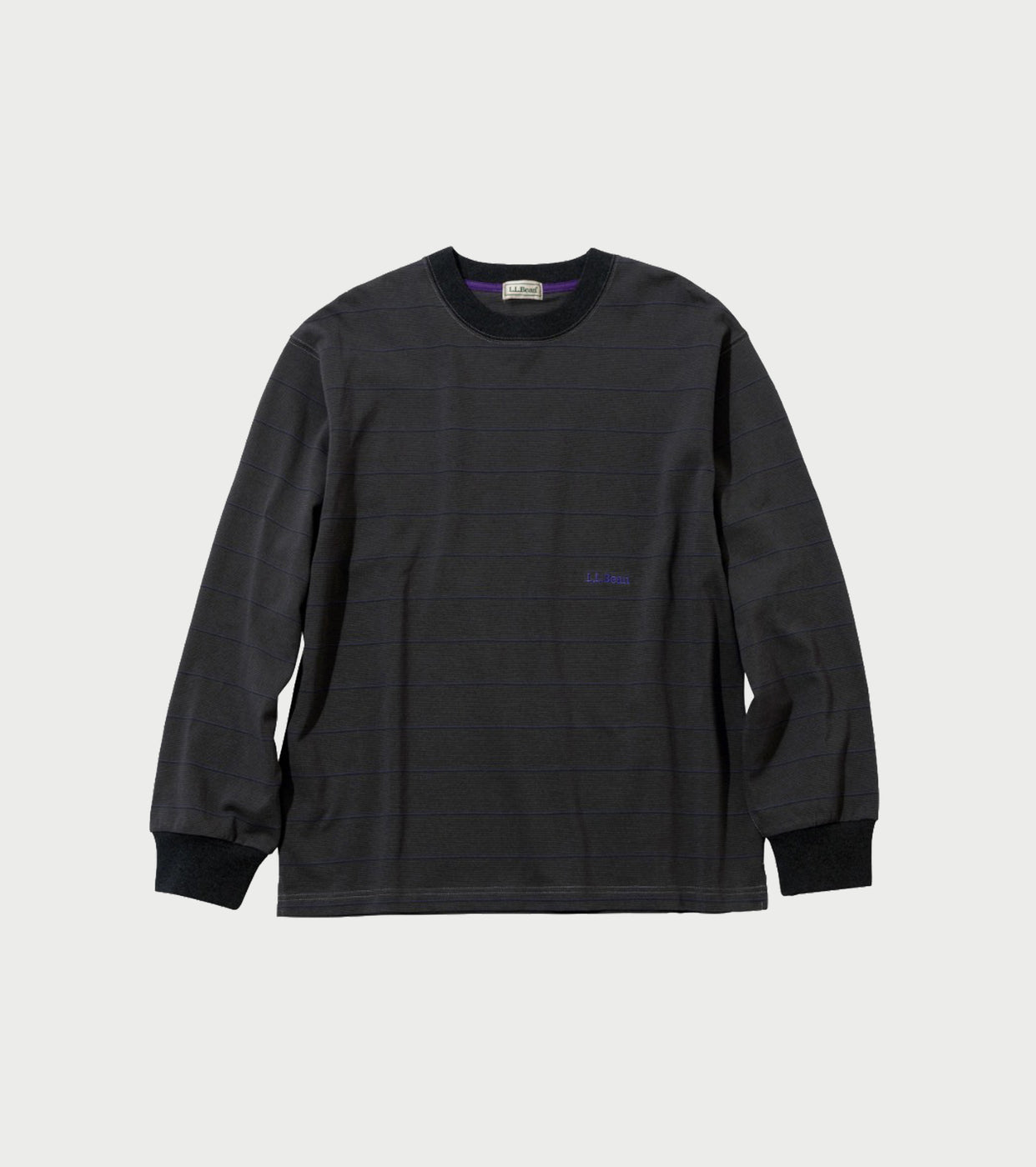 L.L.Bean JAPAN EDITION メンズ ユニオン ロング スリーブ ストライプ ティー , Charcoal × Violet × Green