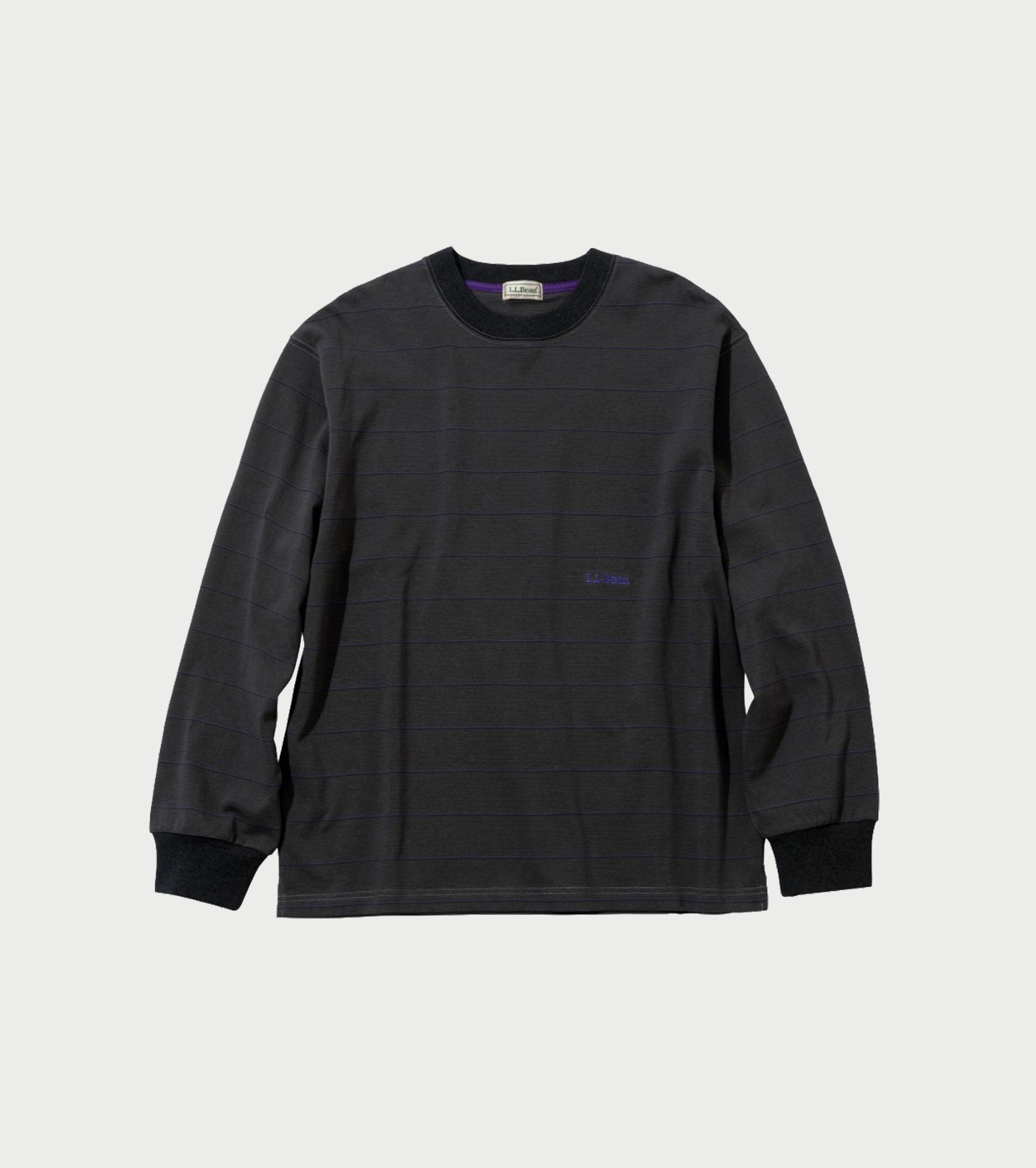 L.L.Bean JAPAN EDITION メンズ ユニオン ロング スリーブ ストライプ ティー , Charcoal × Violet × Green