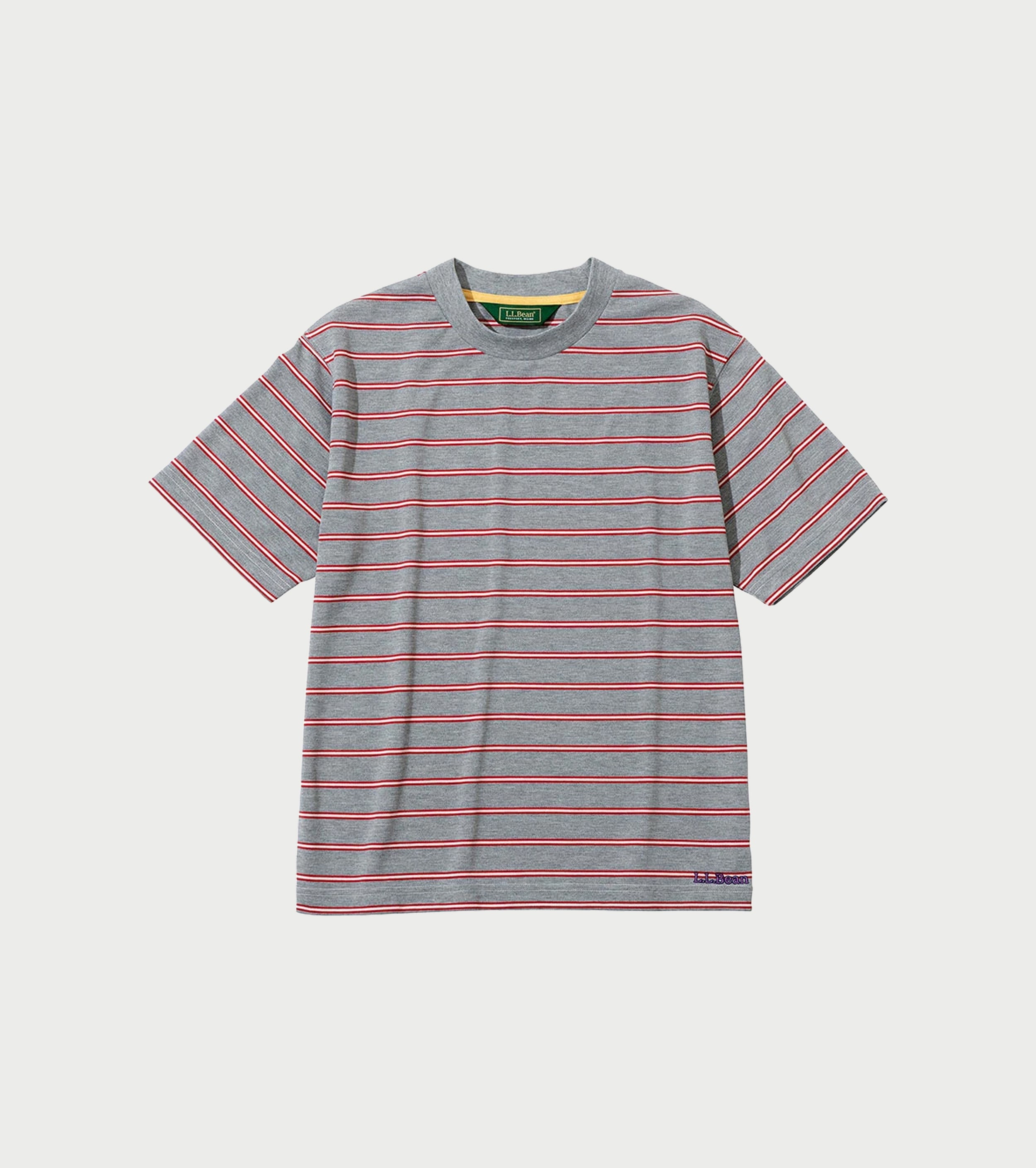 L.L.Bean JAPAN EDITION Women's Clinton Striped Tee , Top Grey × Scarlet × Off