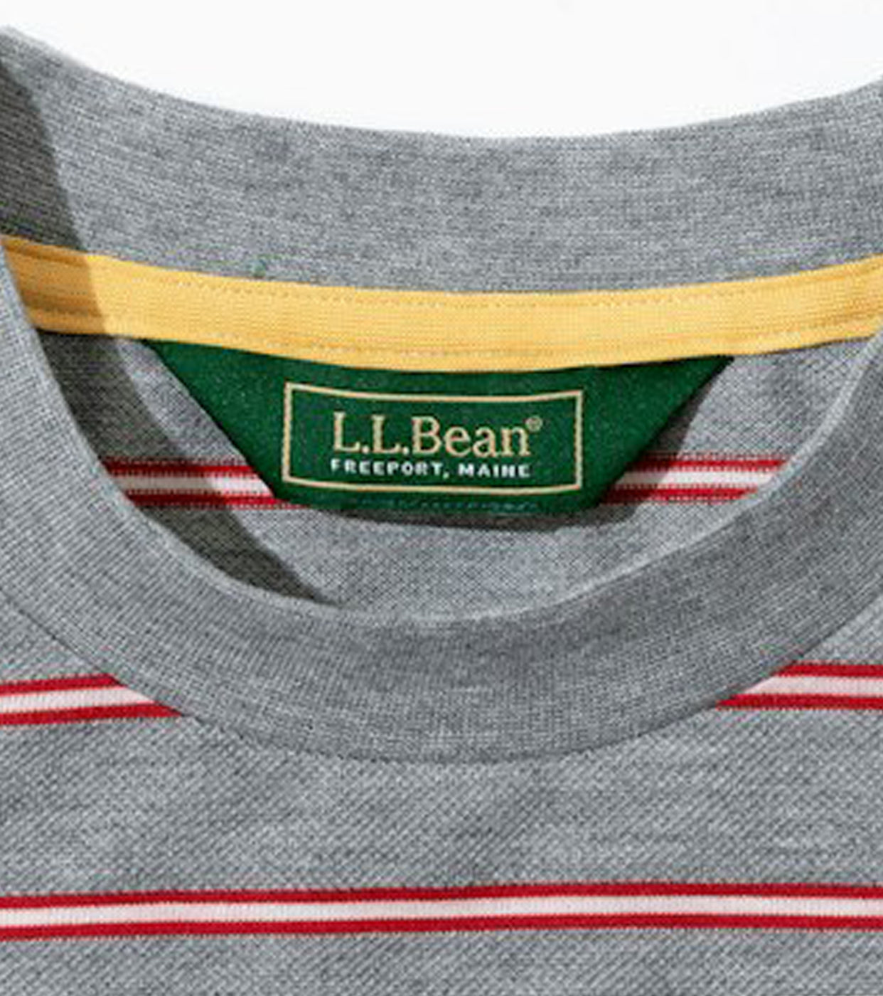 L.L.Bean JAPAN EDITION Women's Clinton Striped Tee , Top Grey × Scarlet × Off