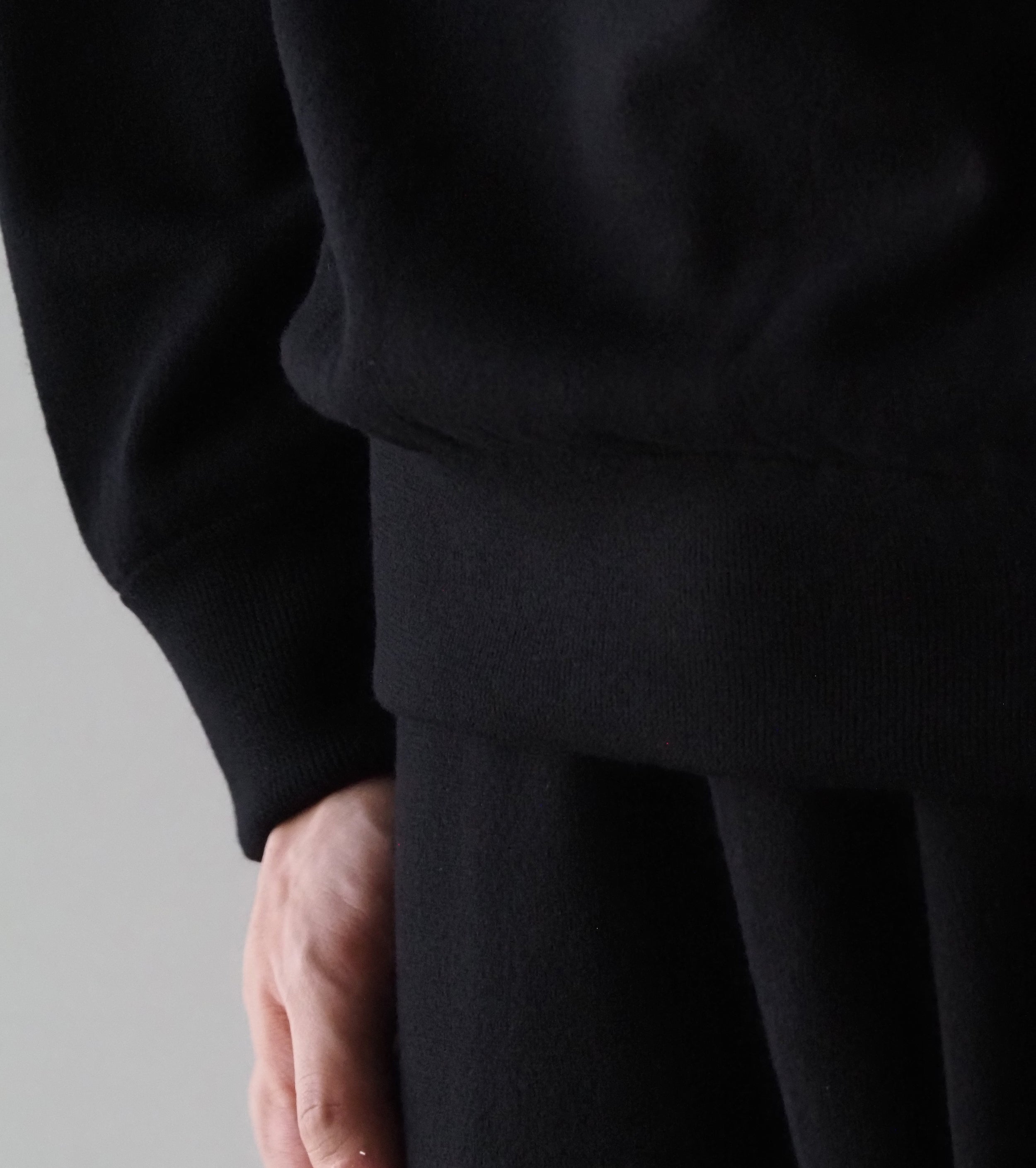 COMOLI Wool Mock Neck Knit , Black