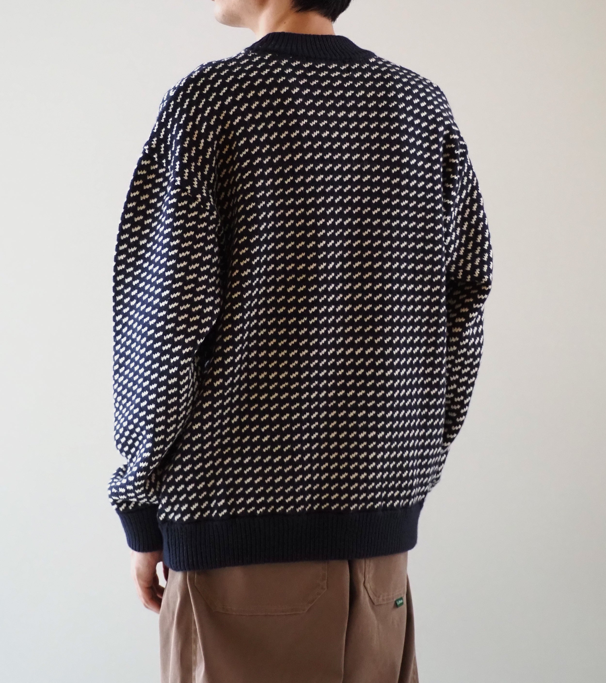 L.L.Bean JAPAN EDITION Men's Wayne Sweater Bird's-Eye , Navy Natural
