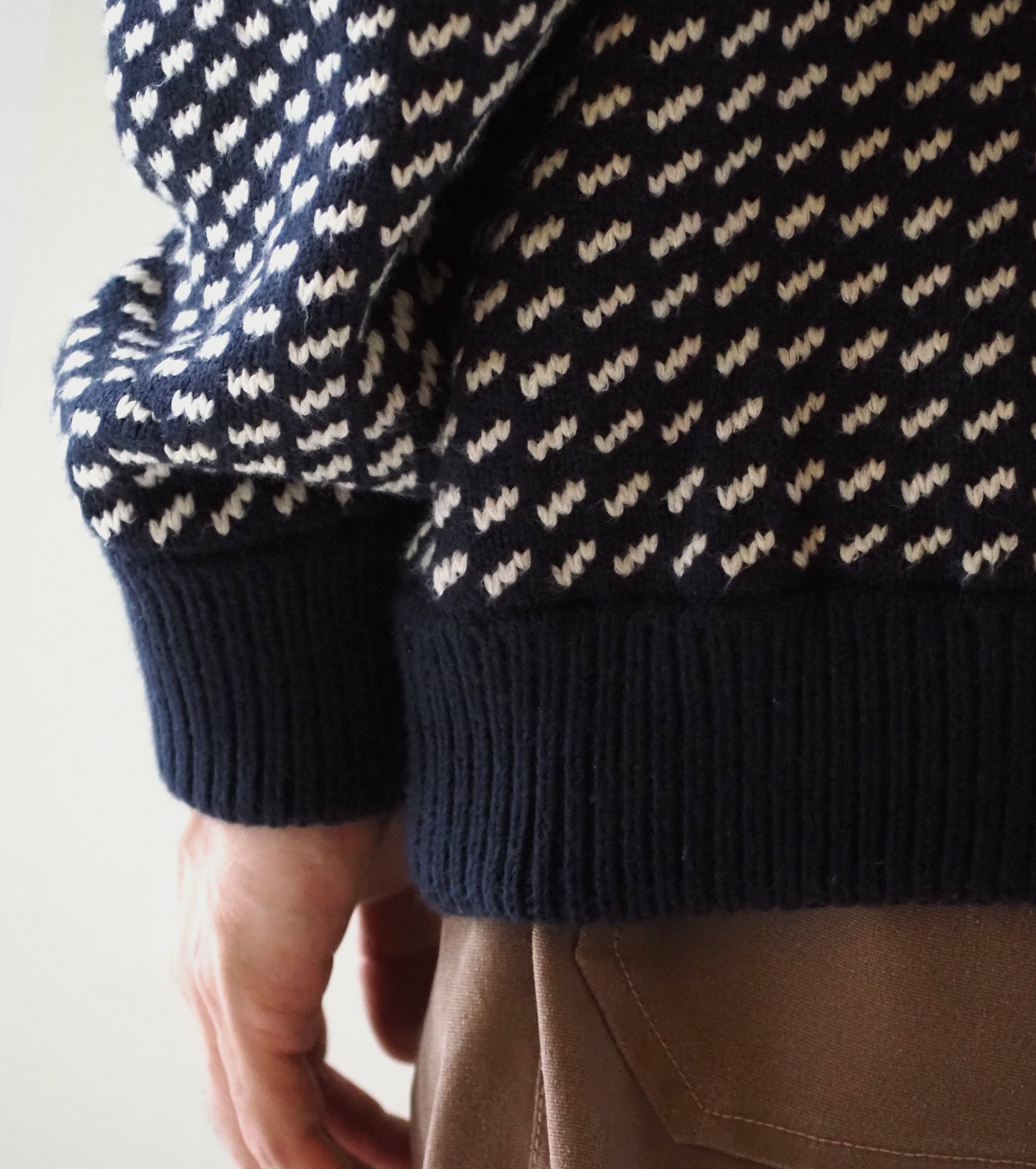 L.L.Bean JAPAN EDITION Men's Wayne Sweater Bird's-Eye , Navy Natural