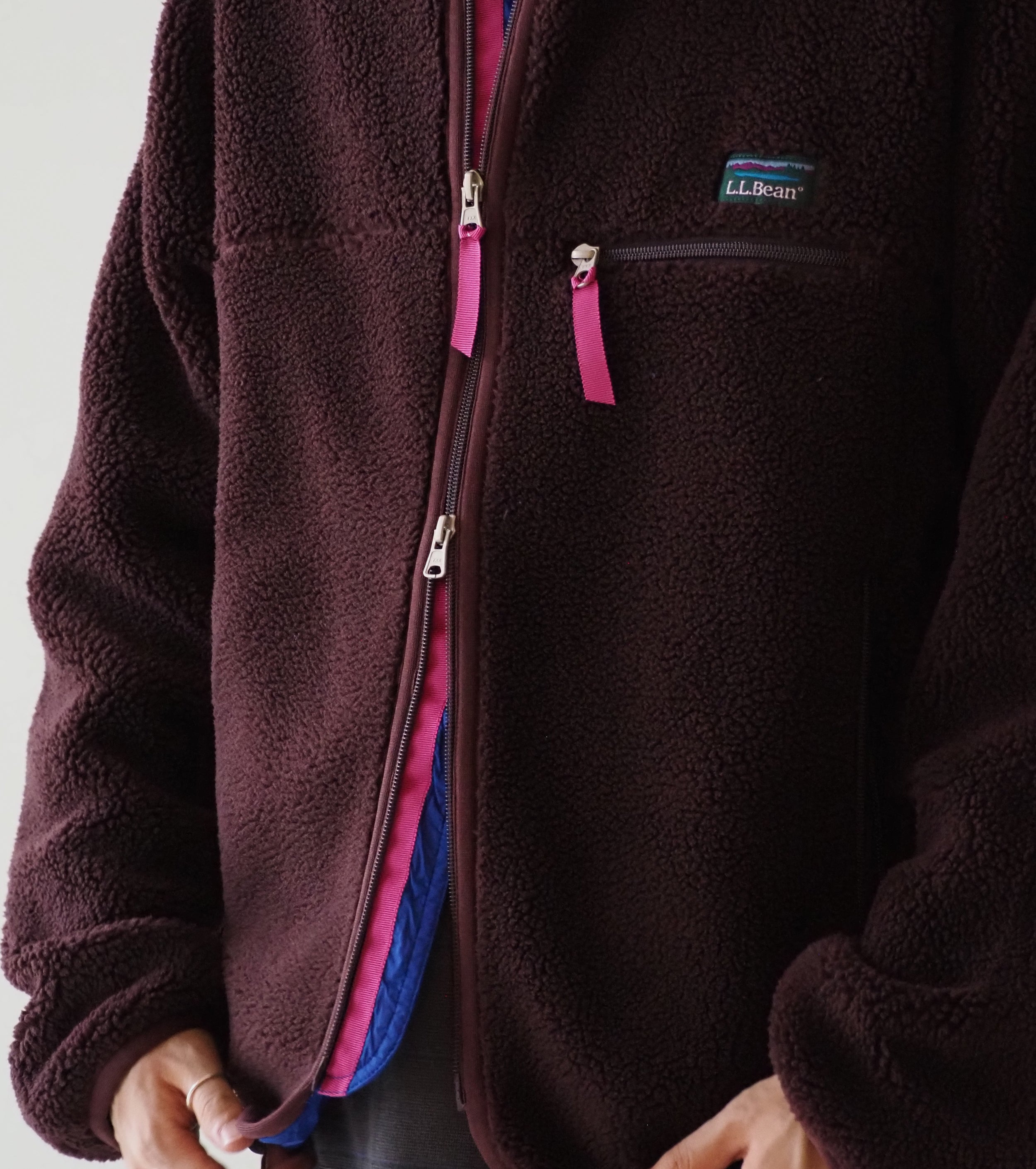 L.L.Bean JAPAN EDITION メンズ トップシャム ボア フリース ジャケット , Marron