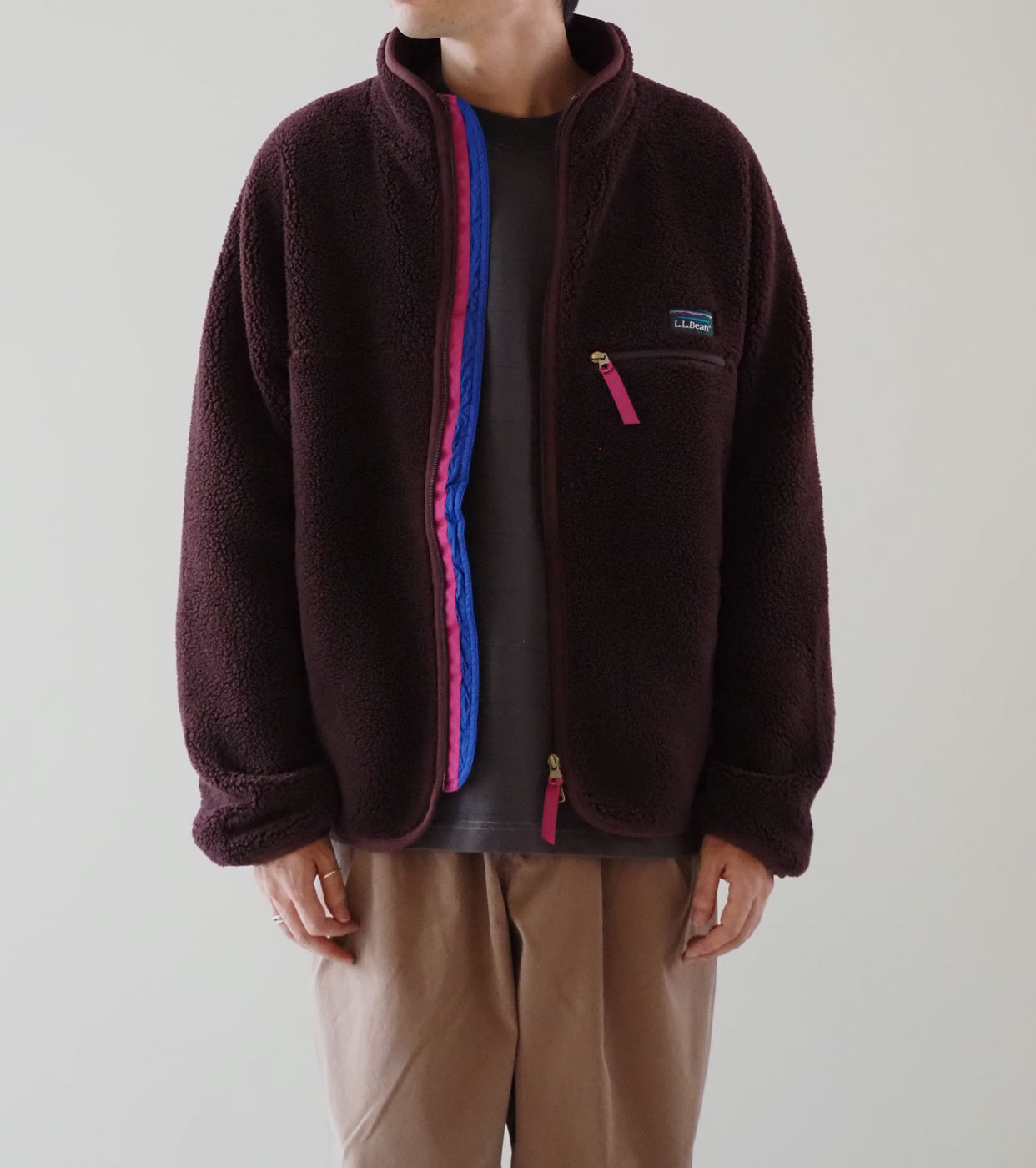 L.L.Bean JAPAN EDITION メンズ トップシャム ボア フリース ジャケット , Marron