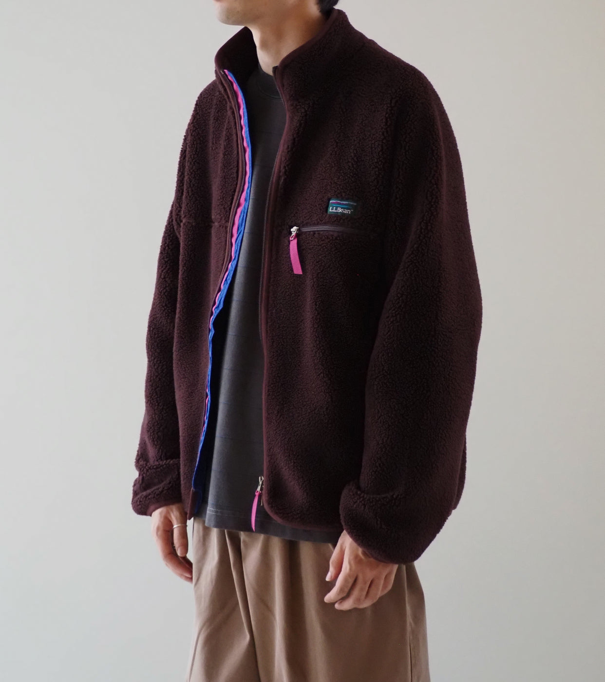 L.L.Bean JAPAN EDITION メンズ トップシャム ボア フリース ジャケット , Marron