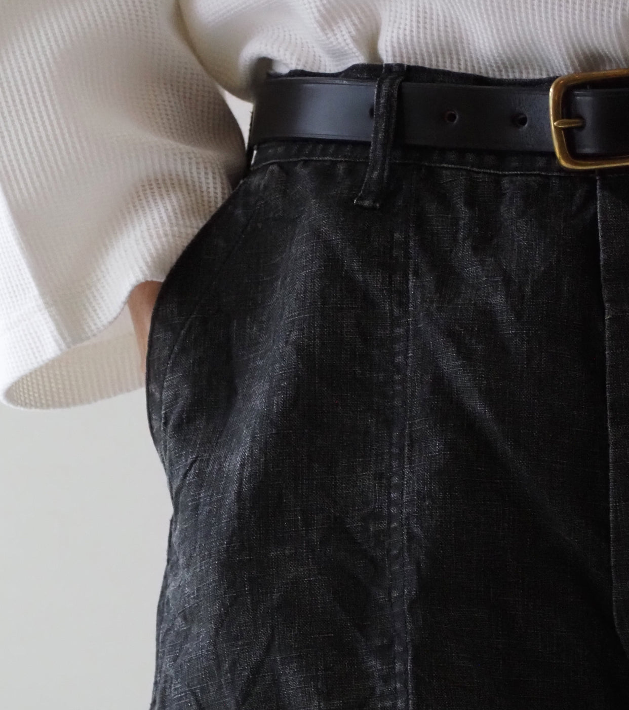 orslow   WWⅡ 40's U.S NAVY スミ コーテッド リネン ユーティリティ トラウザーズ  , Black
