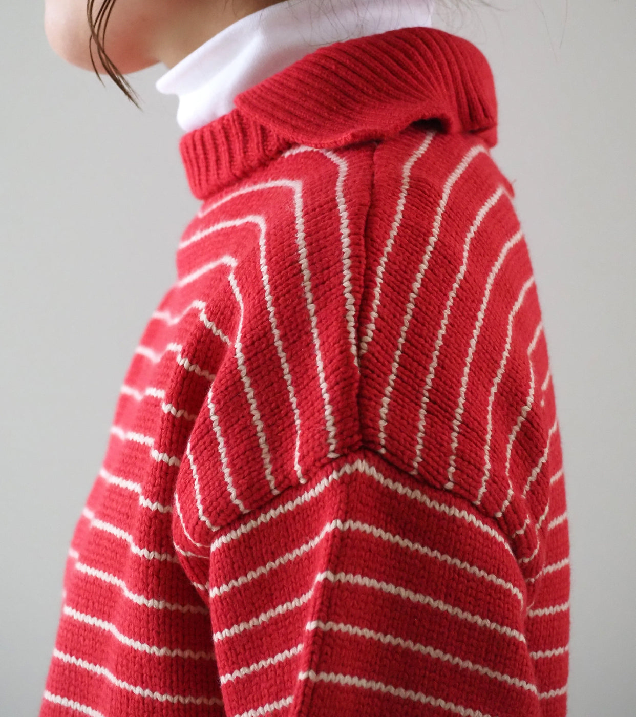 L.L.Bean JAPAN EDITION Women's Wayne Sailor Sweater , Red × Ivory