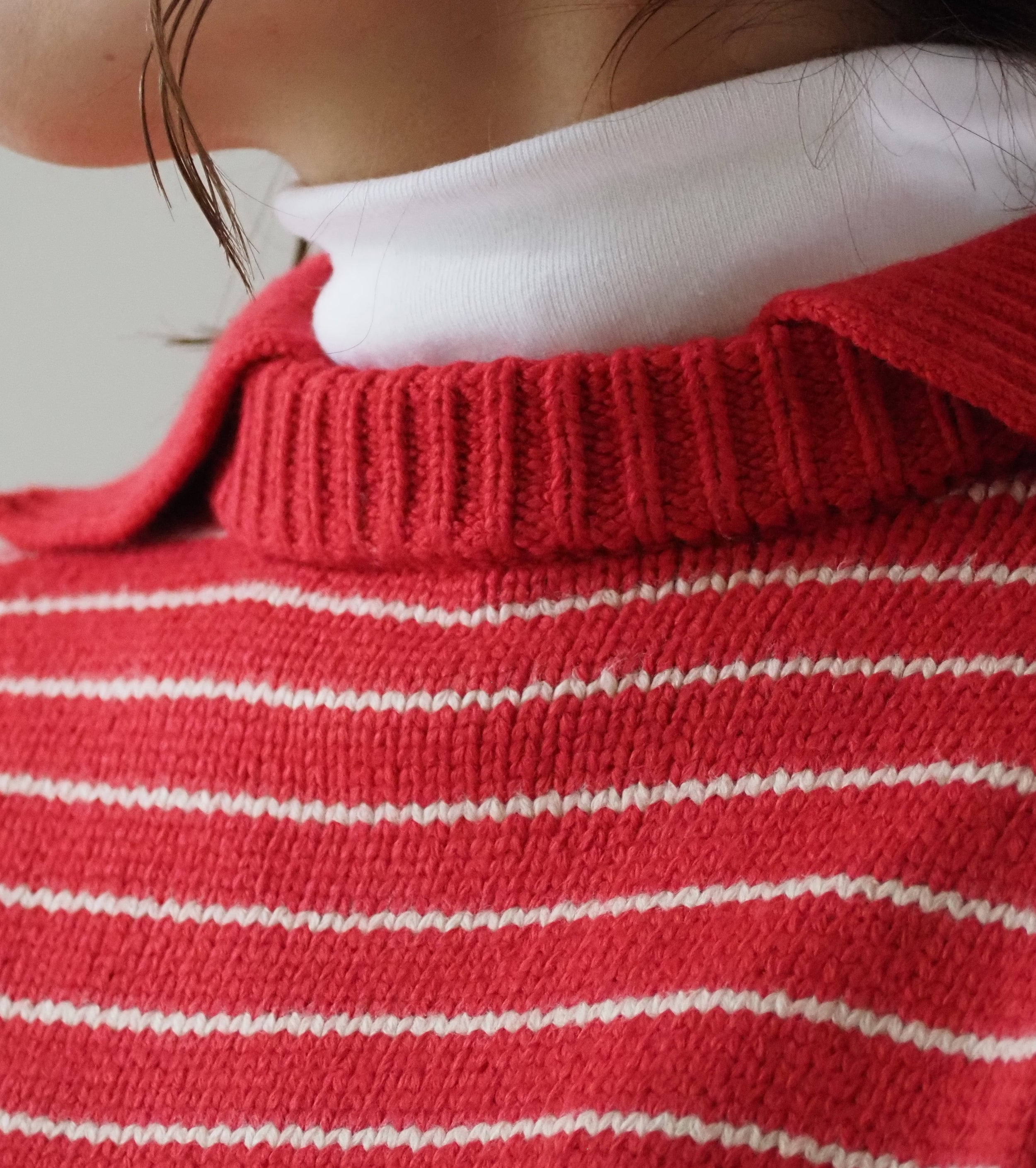 L.L.Bean JAPAN EDITION Women's Wayne Sailor Sweater , Red × Ivory