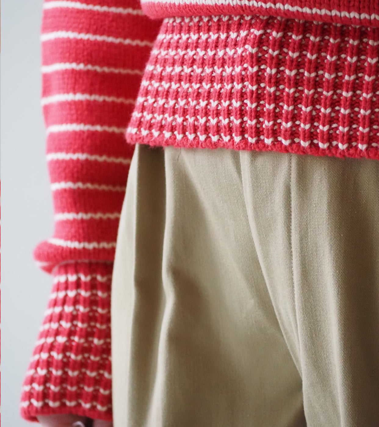 L.L.Bean JAPAN EDITION Women's Wayne Sailor Sweater , Red × Ivory