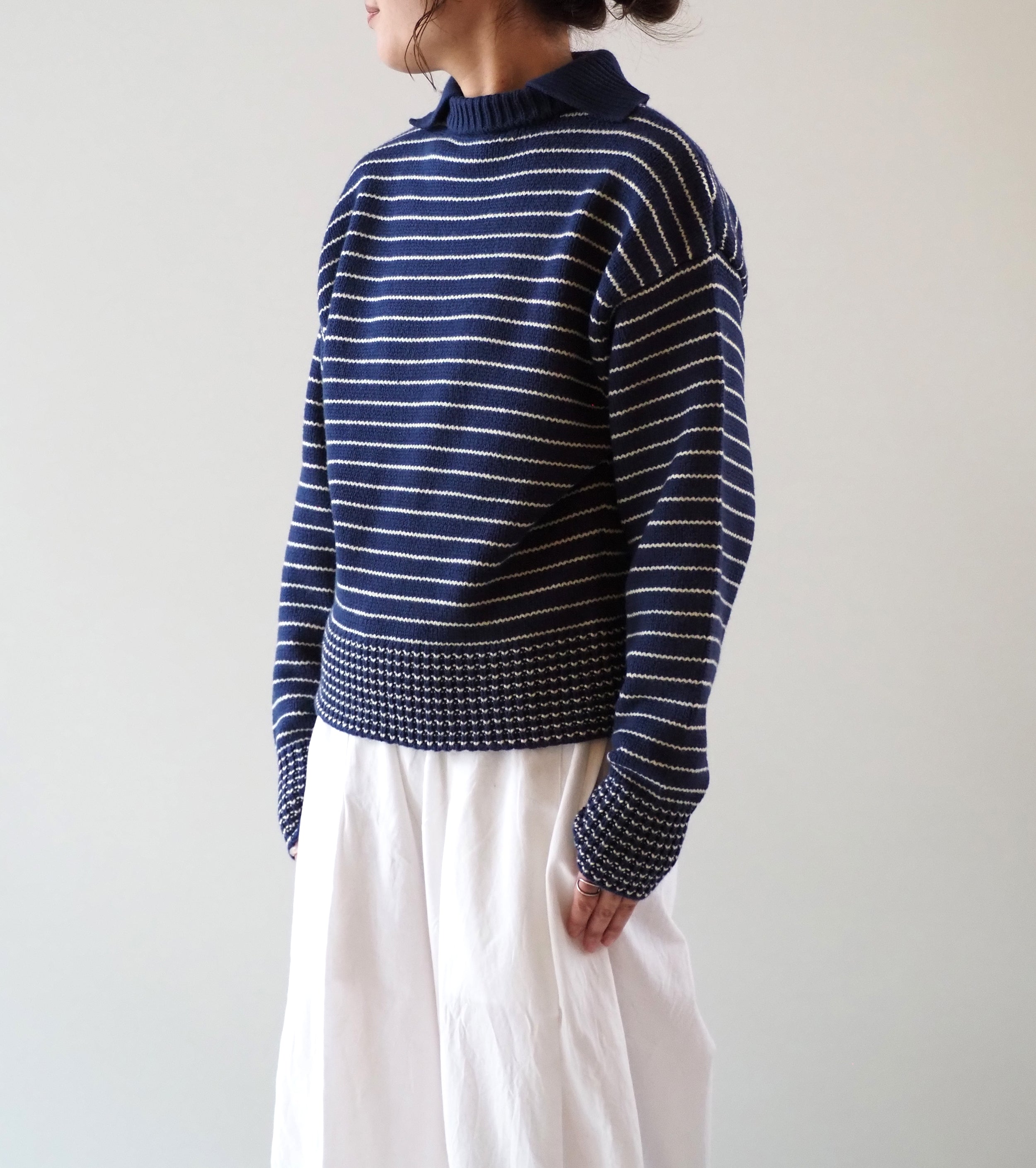 L.L.Bean JAPAN EDITION ウィメンズ ウェイン セーラー セーター , Navy × Ivory