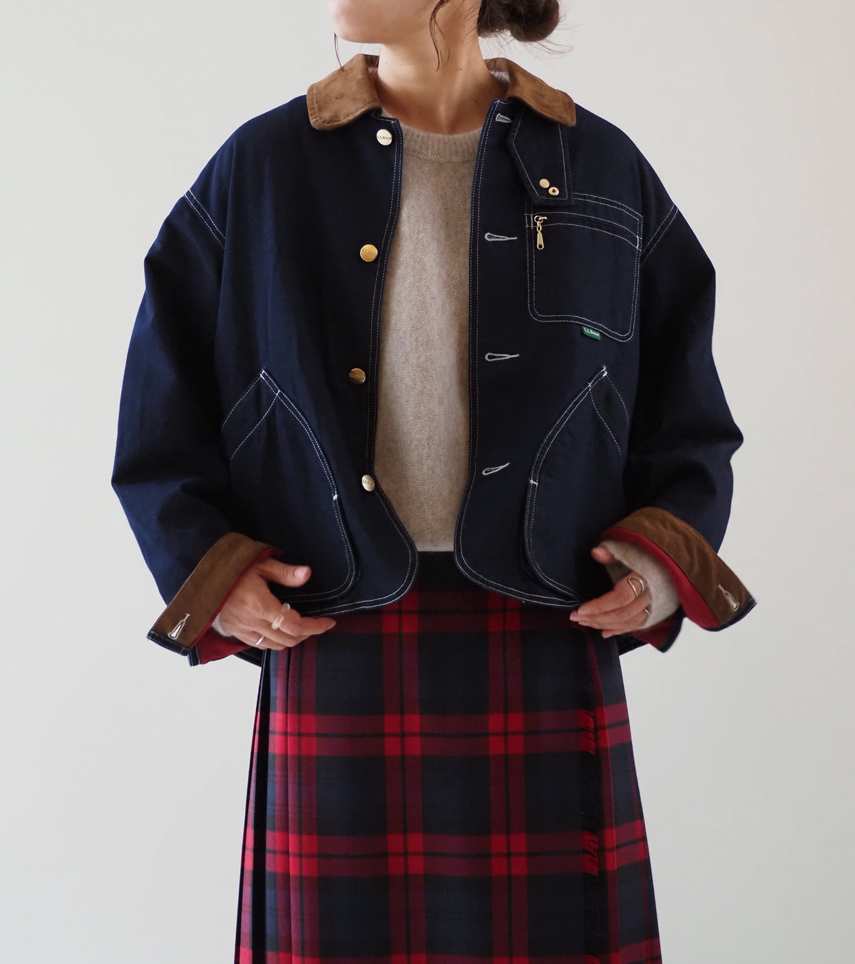 L.L.Bean JAPAN EDITION Women's Bean's Field Coat Fleece-Lined Indigo  , Blue