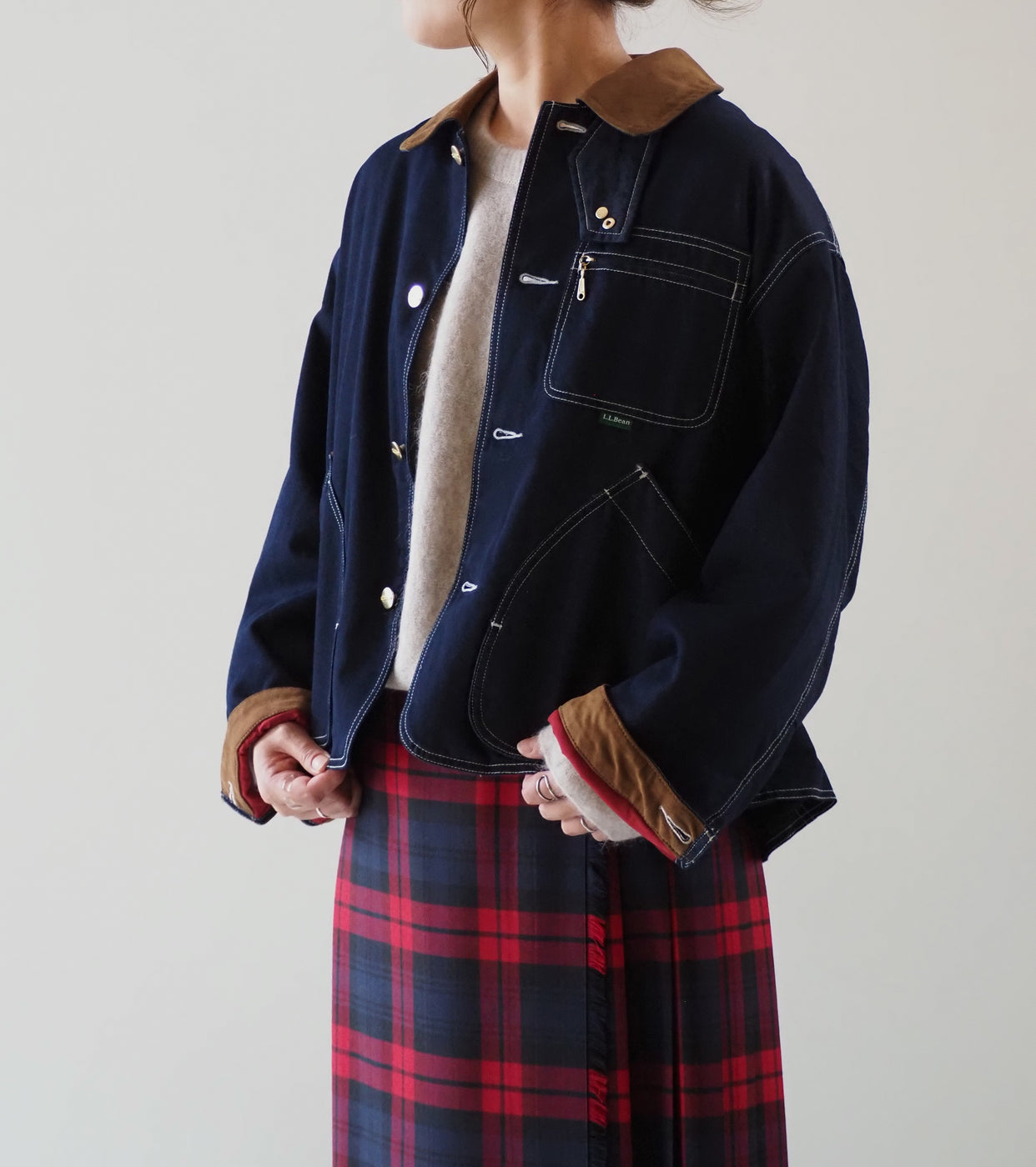 L.L.Bean JAPAN EDITION Women's Bean's Field Coat Fleece-Lined Indigo  , Blue