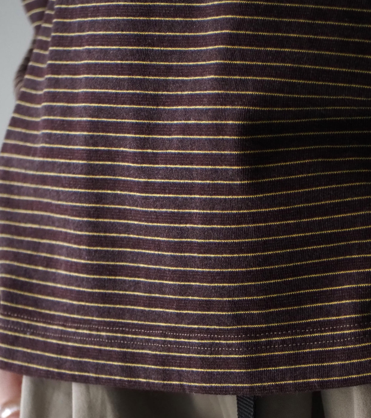 L.L.Bean JAPAN EDITION Women's Union Long-Sleeve Striped Tee , Brown × Yellow × Blue