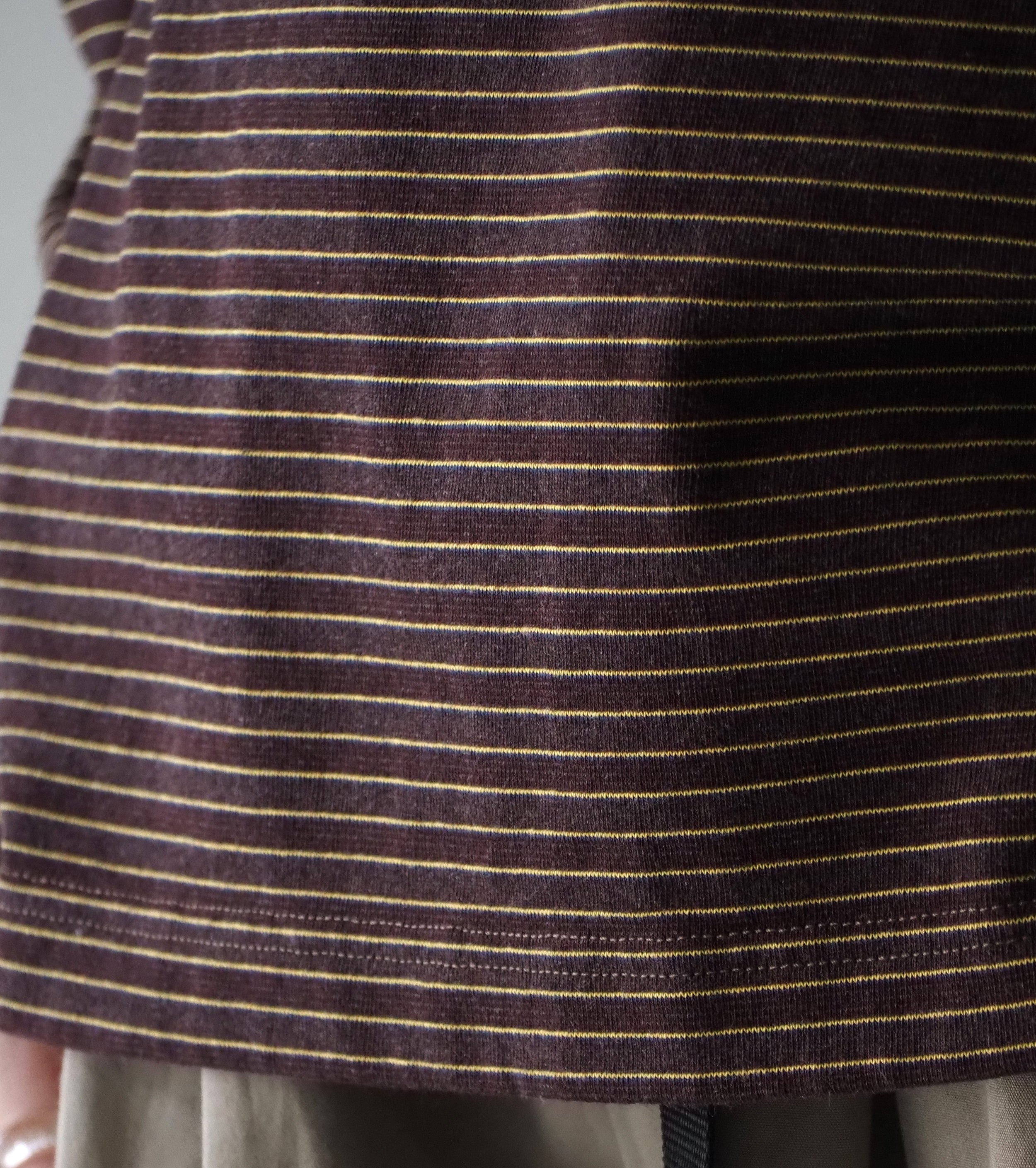 L.L.Bean JAPAN EDITION Women's Union Long-Sleeve Striped Tee , Brown × Yellow × Blue