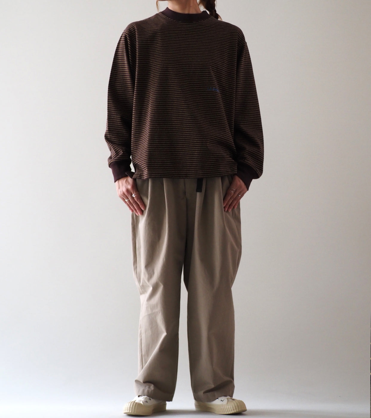 L.L.Bean JAPAN EDITION Women's Union Long-Sleeve Striped Tee , Brown × Yellow × Blue