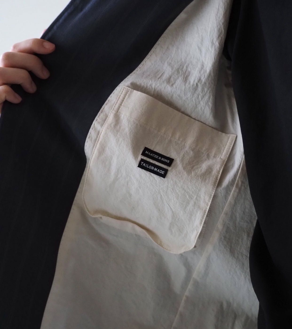 MAATEE & SONS GATHER JACKET"RODIN", Deep Navy Stripe