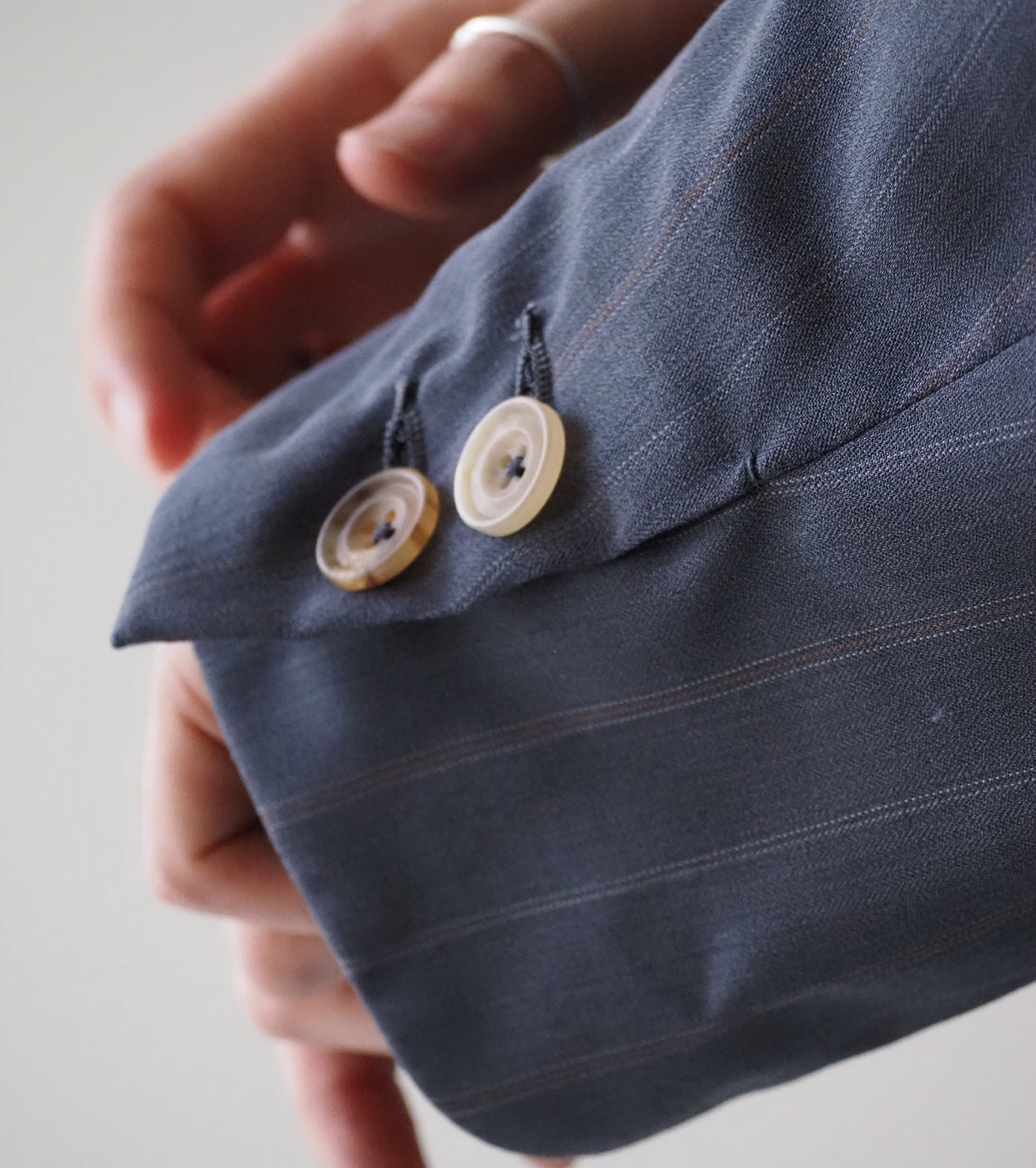 MAATEE & SONS GATHER JACKET"RODIN", Deep Navy Stripe