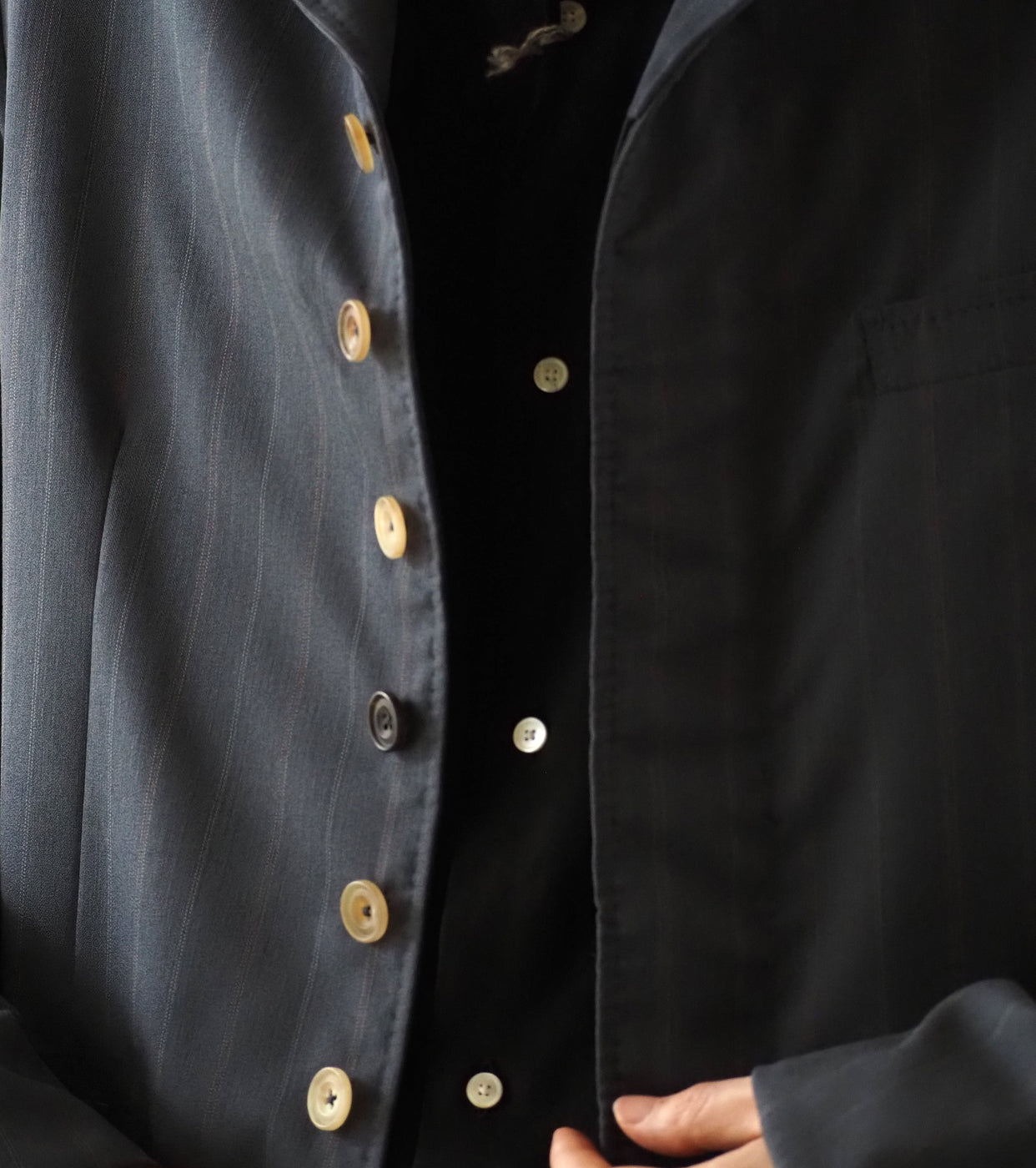 MAATEE & SONS GATHER JACKET"RODIN", Deep Navy Stripe