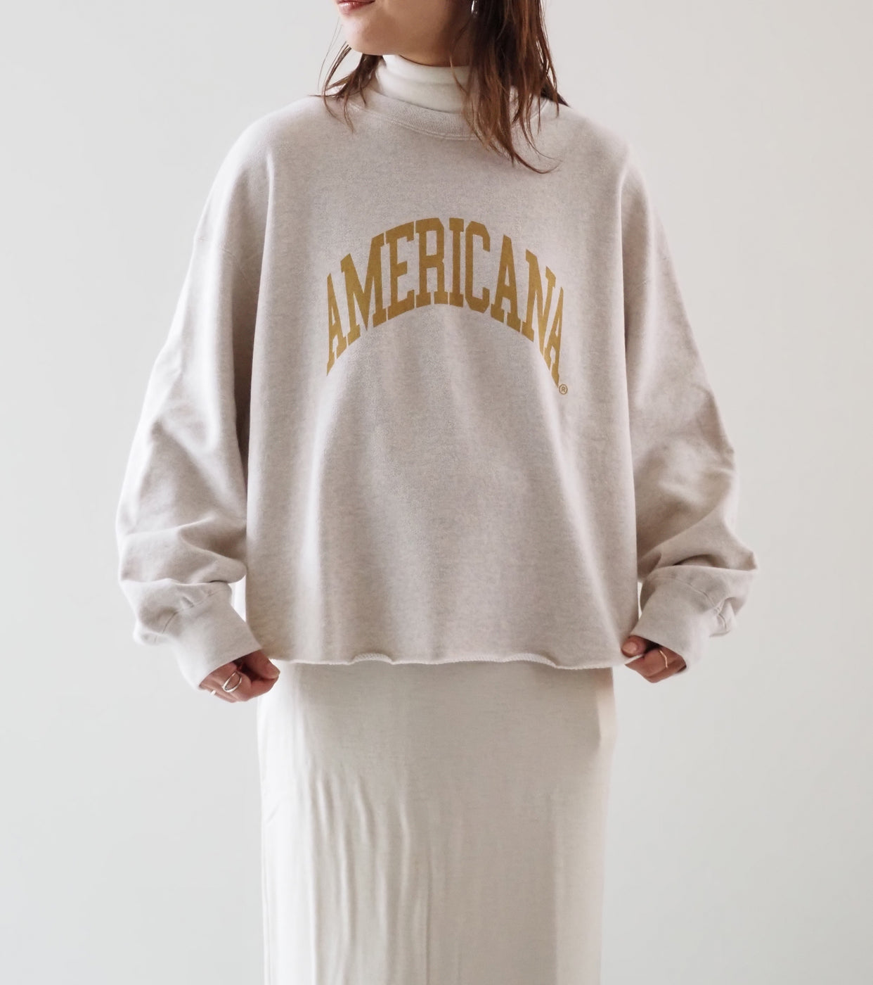 Americana 14 Gauge Cropped Cut-Off Sweat , Oatmeal