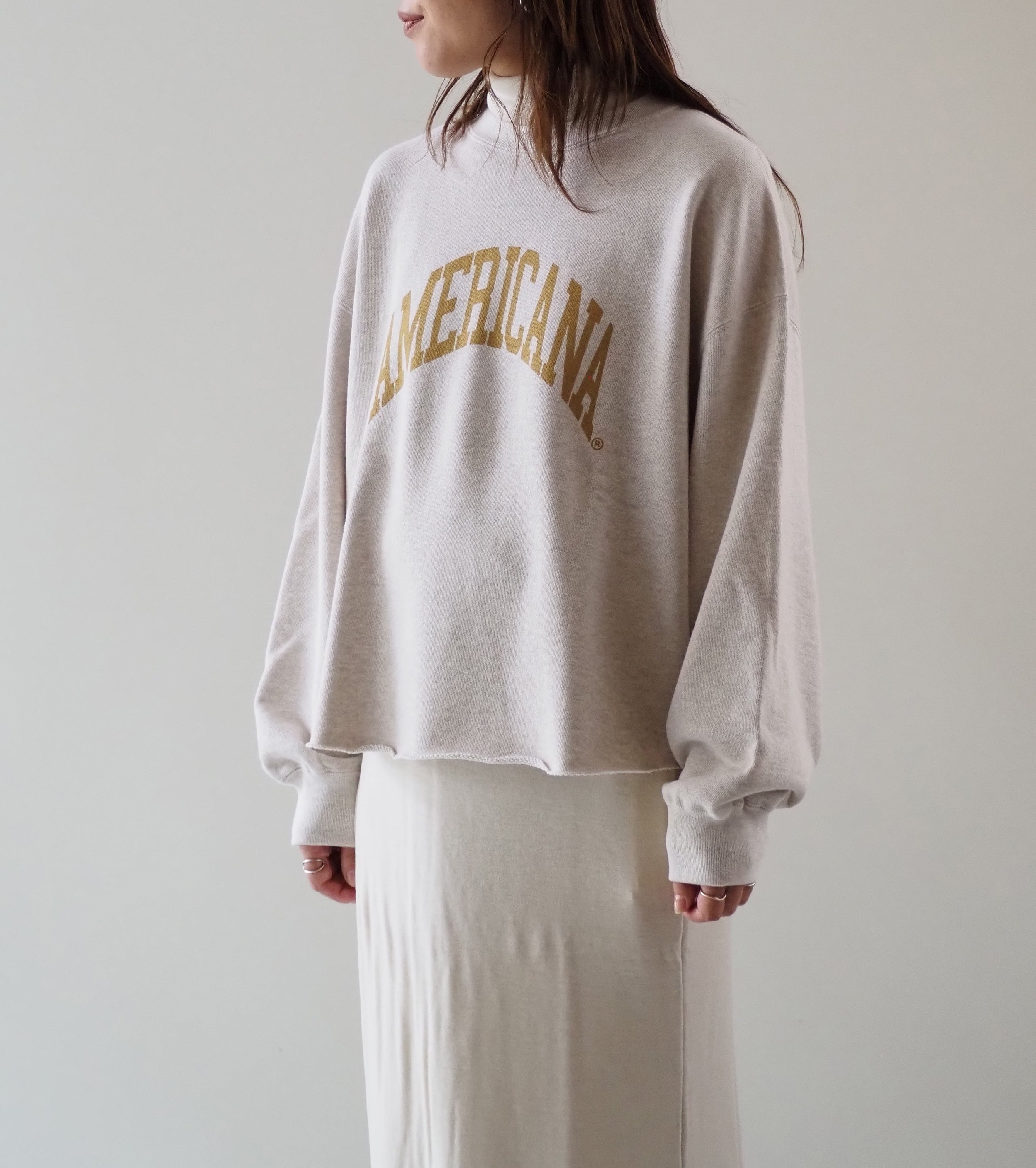 Americana 14 Gauge Cropped Cut-Off Sweat , Oatmeal