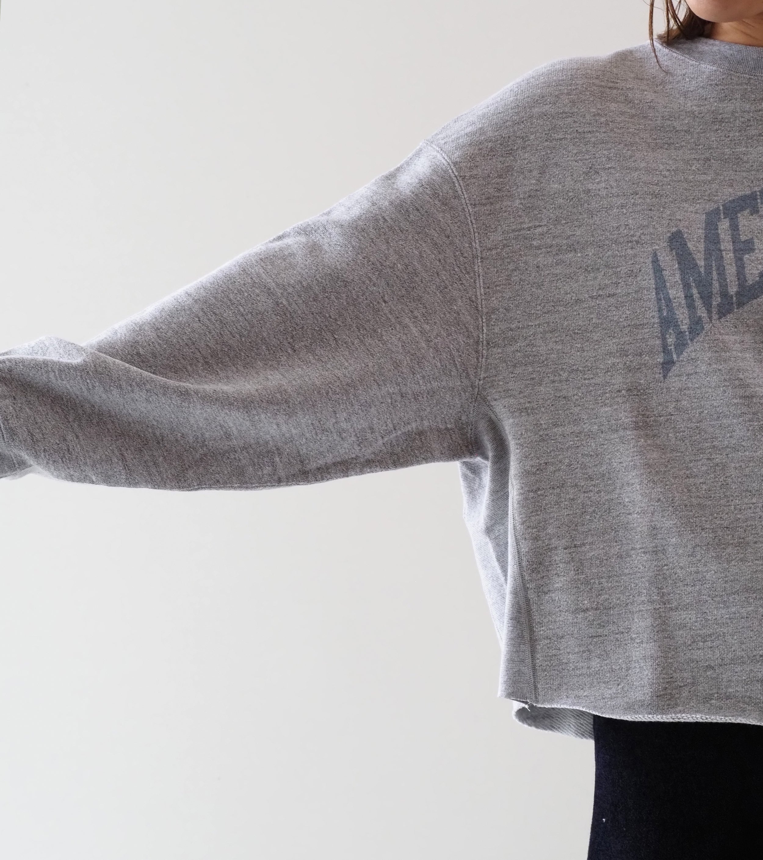 Americana 14 Gauge Cropped Cut-Off Sweat , Moku Gray