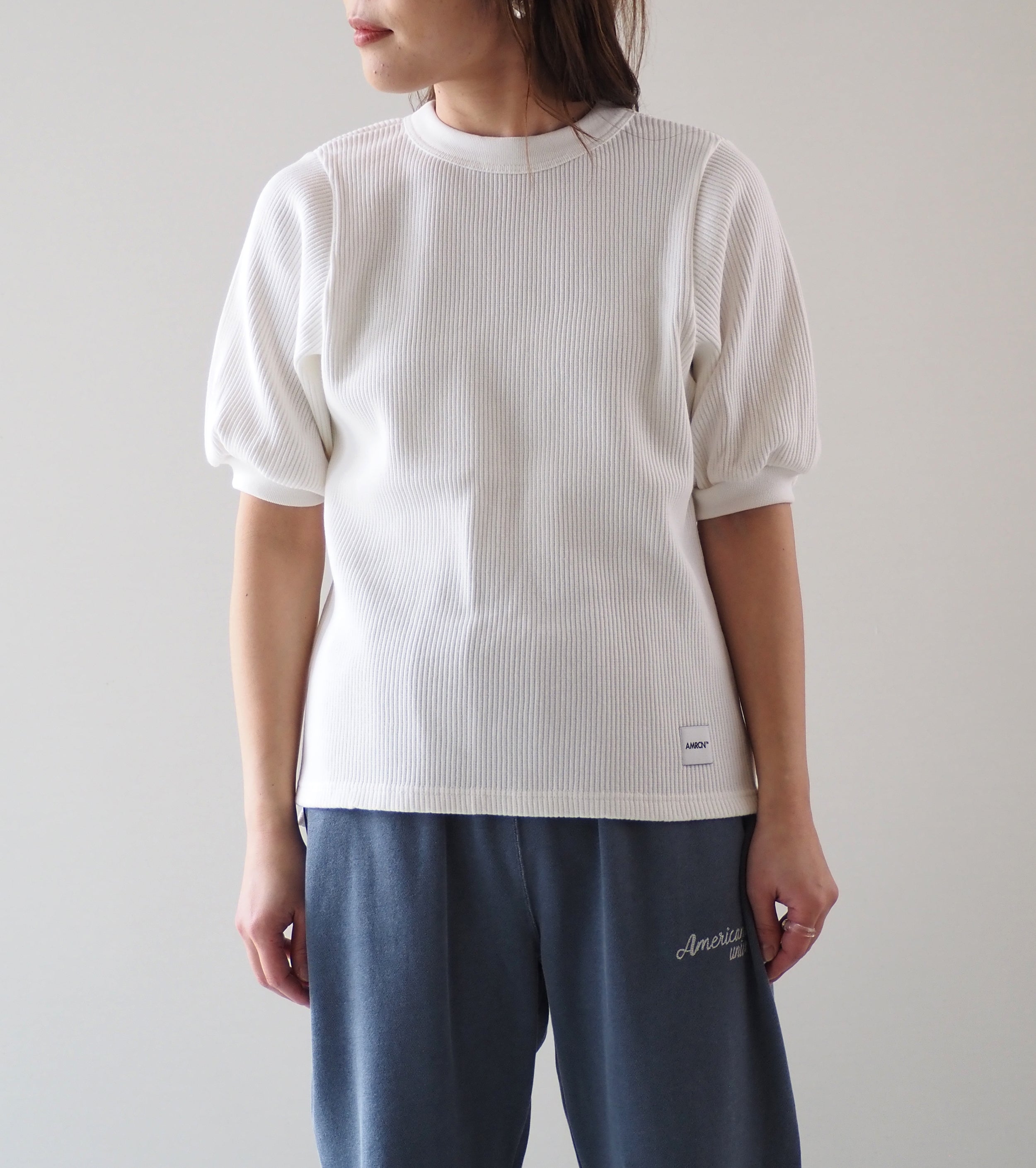 Americana ヴィンテージリブ ショートスリーブ ティー , Off White