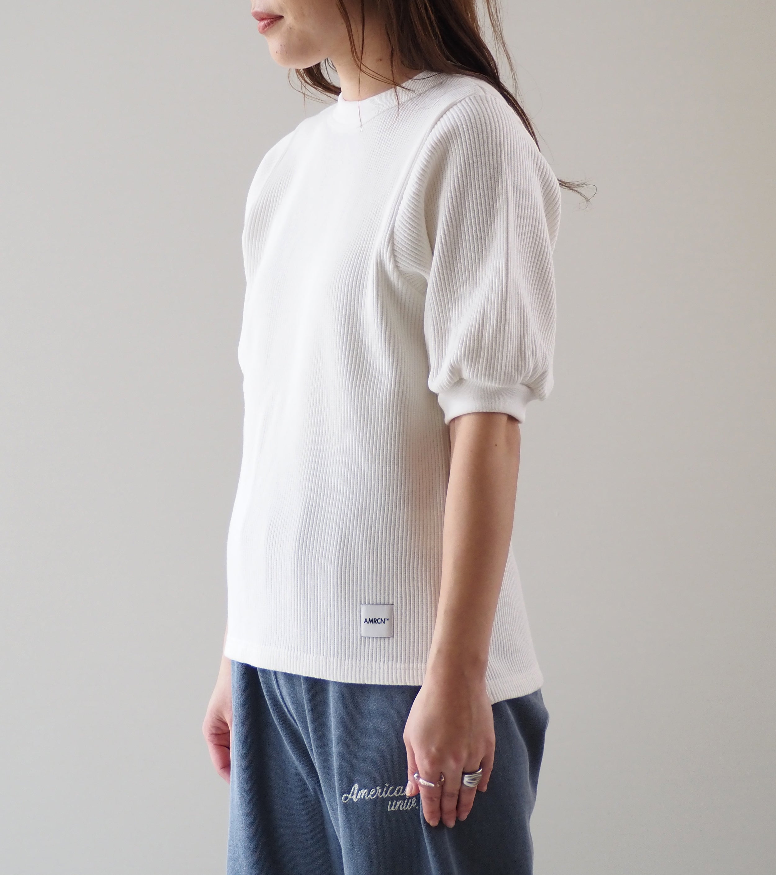 Americana ヴィンテージリブ ショートスリーブ ティー , Off White