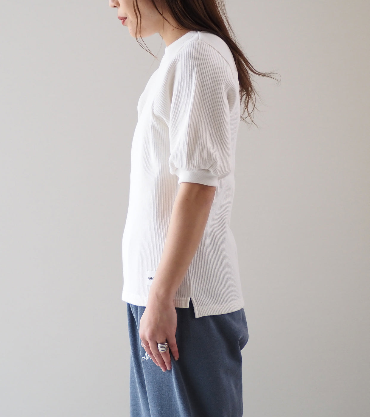 Americana ヴィンテージリブ ショートスリーブ ティー , Off White