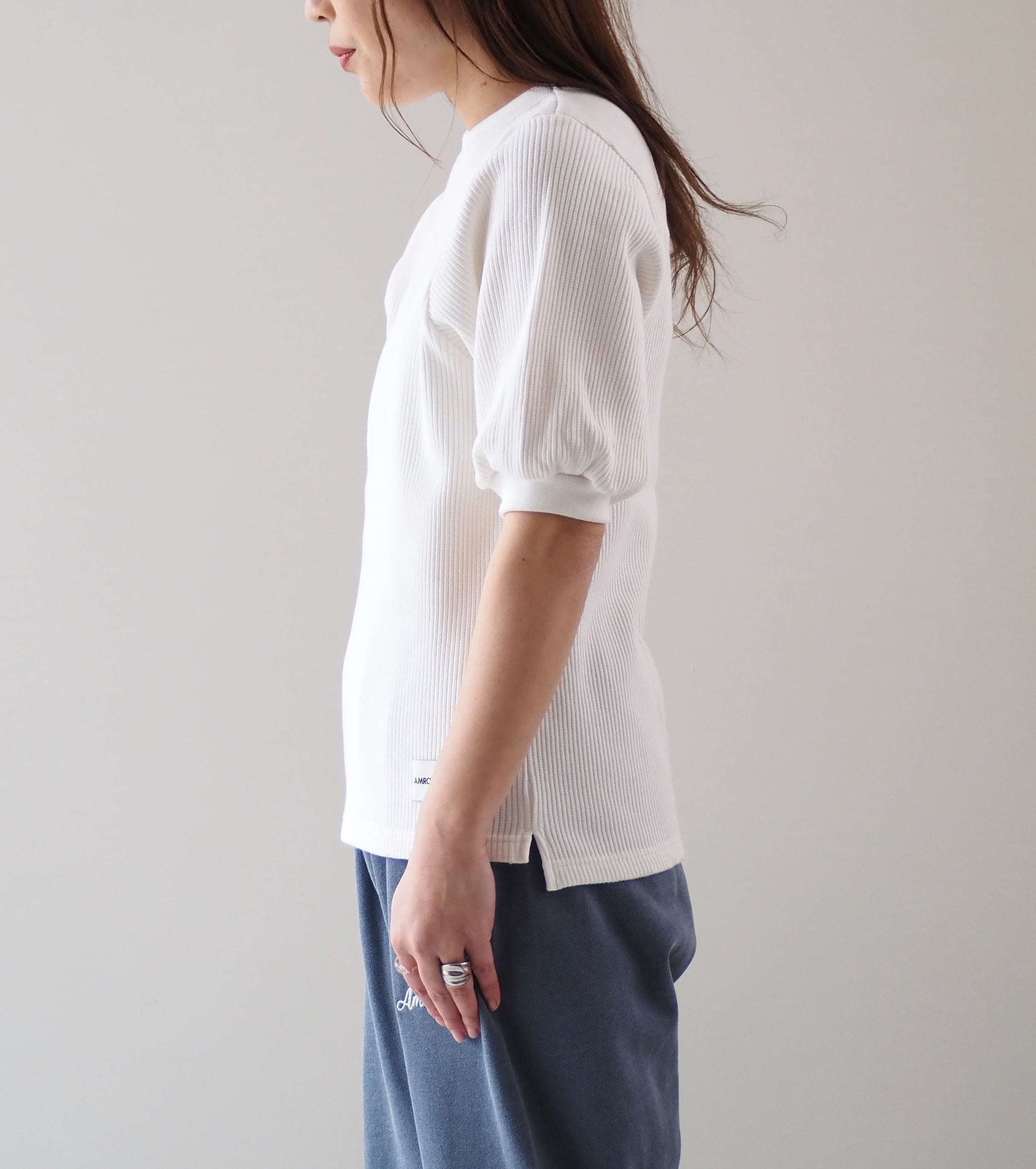 Americana ヴィンテージリブ ショートスリーブ ティー , Off White