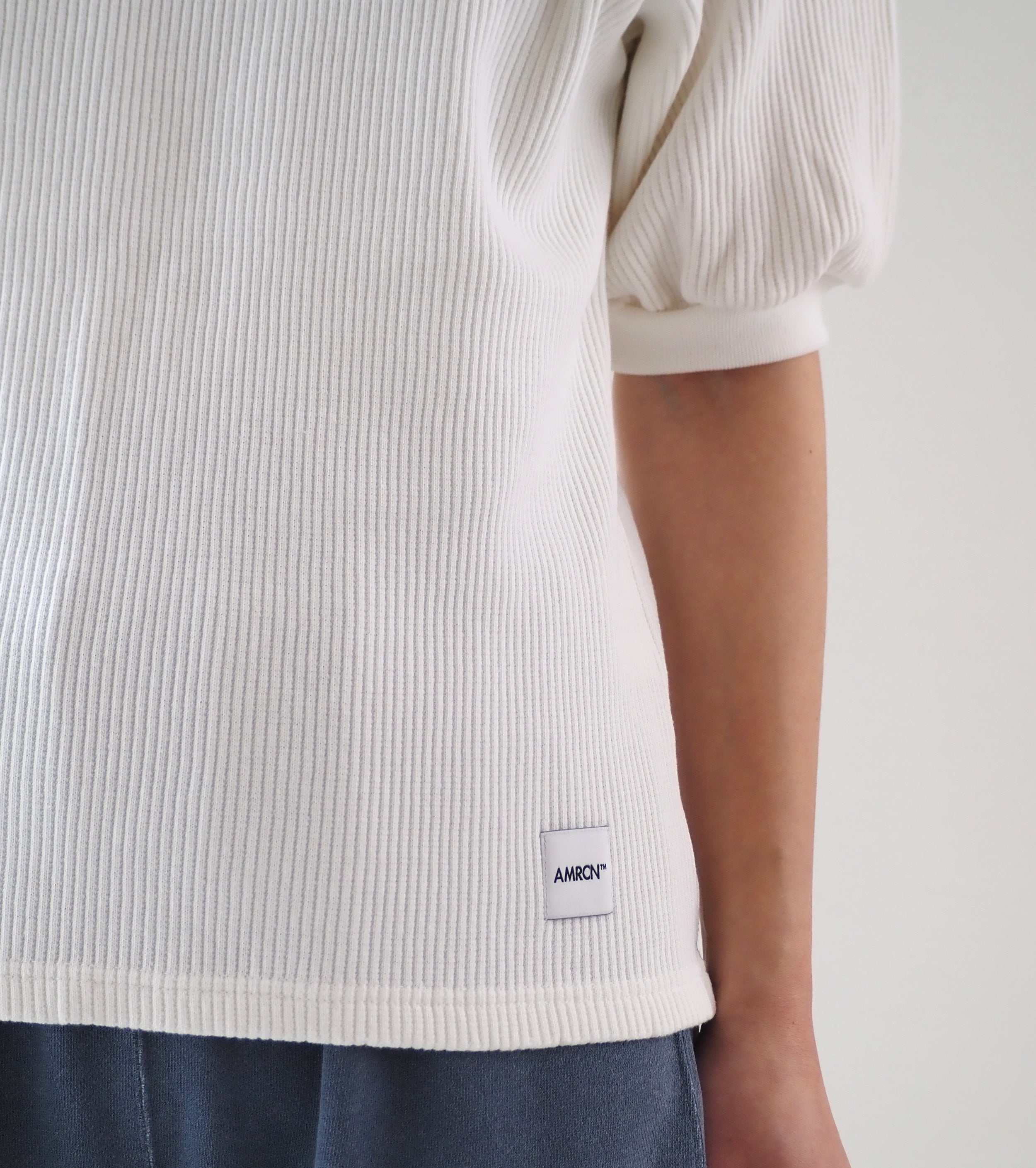 Americana ヴィンテージリブ ショートスリーブ ティー , Off White