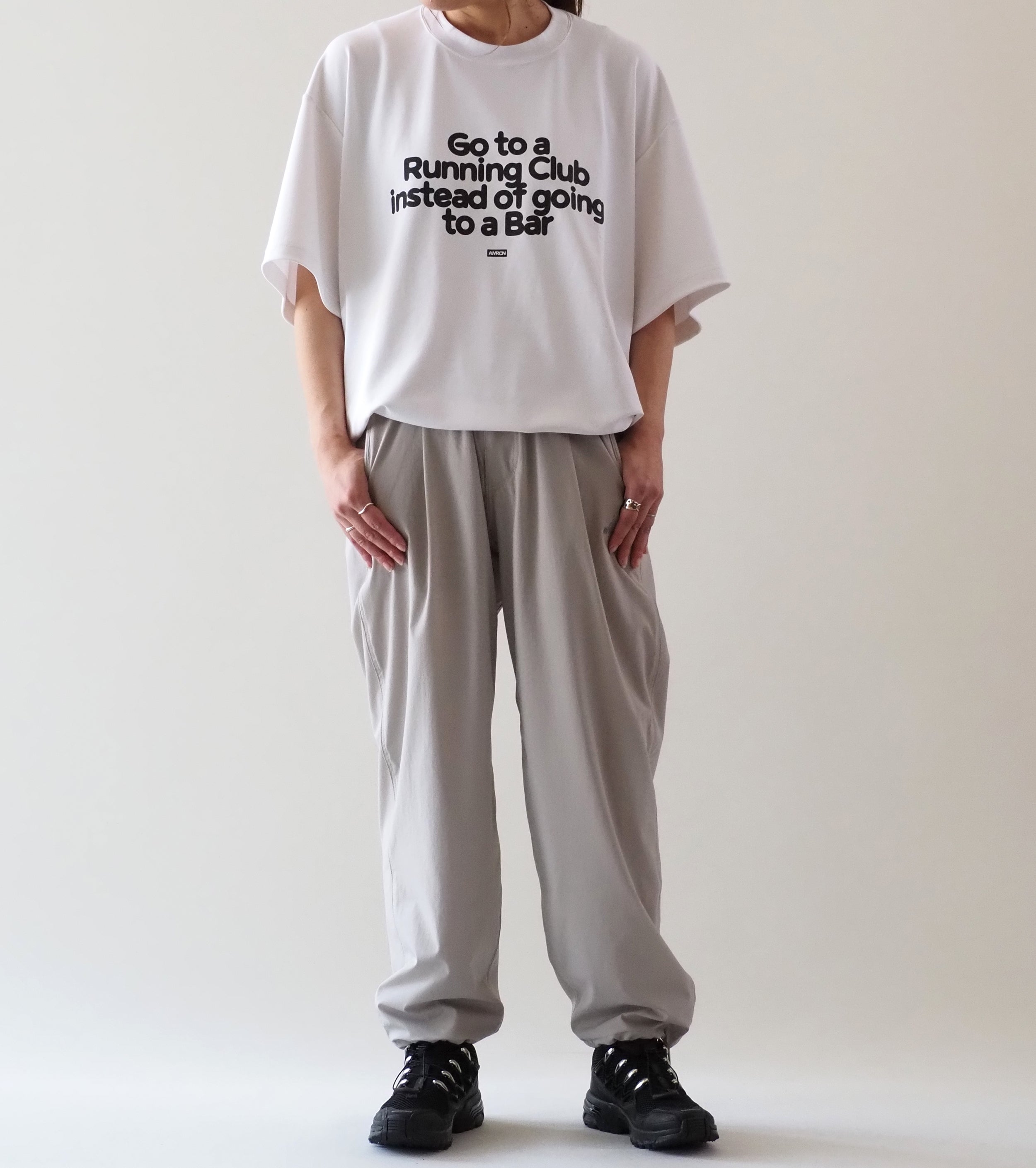 Americana 接触冷感 天竺 ドローコード Tシャツ, White