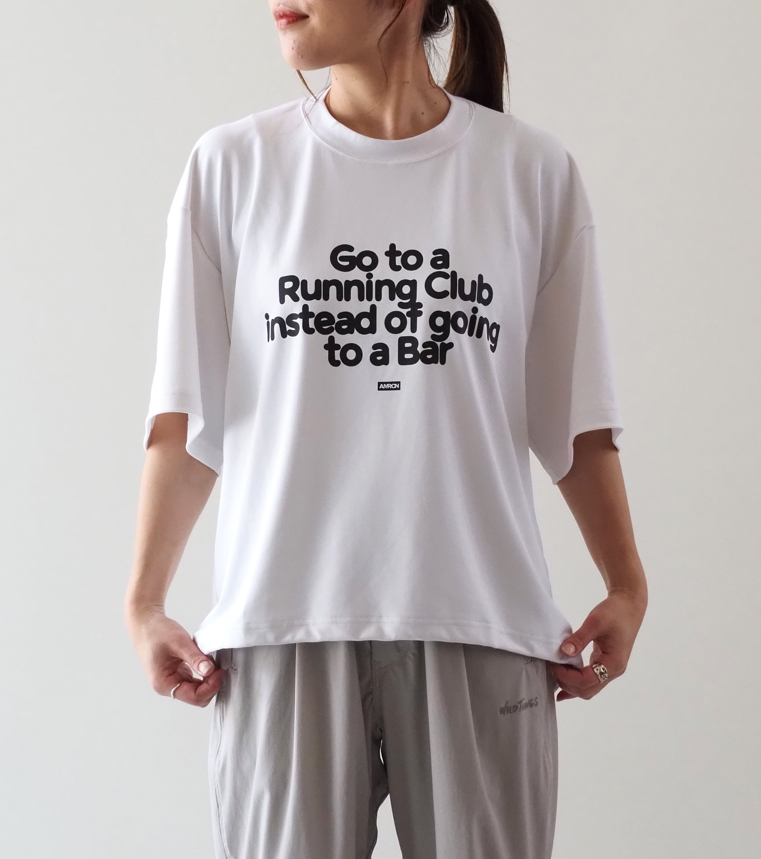 Americana 接触冷感 天竺 ドローコード Tシャツ, White