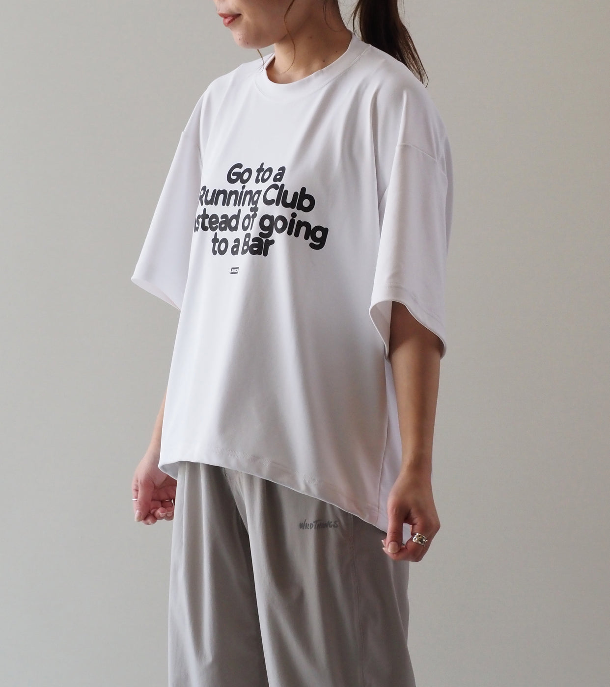 Americana 接触冷感 天竺 ドローコード Tシャツ, White
