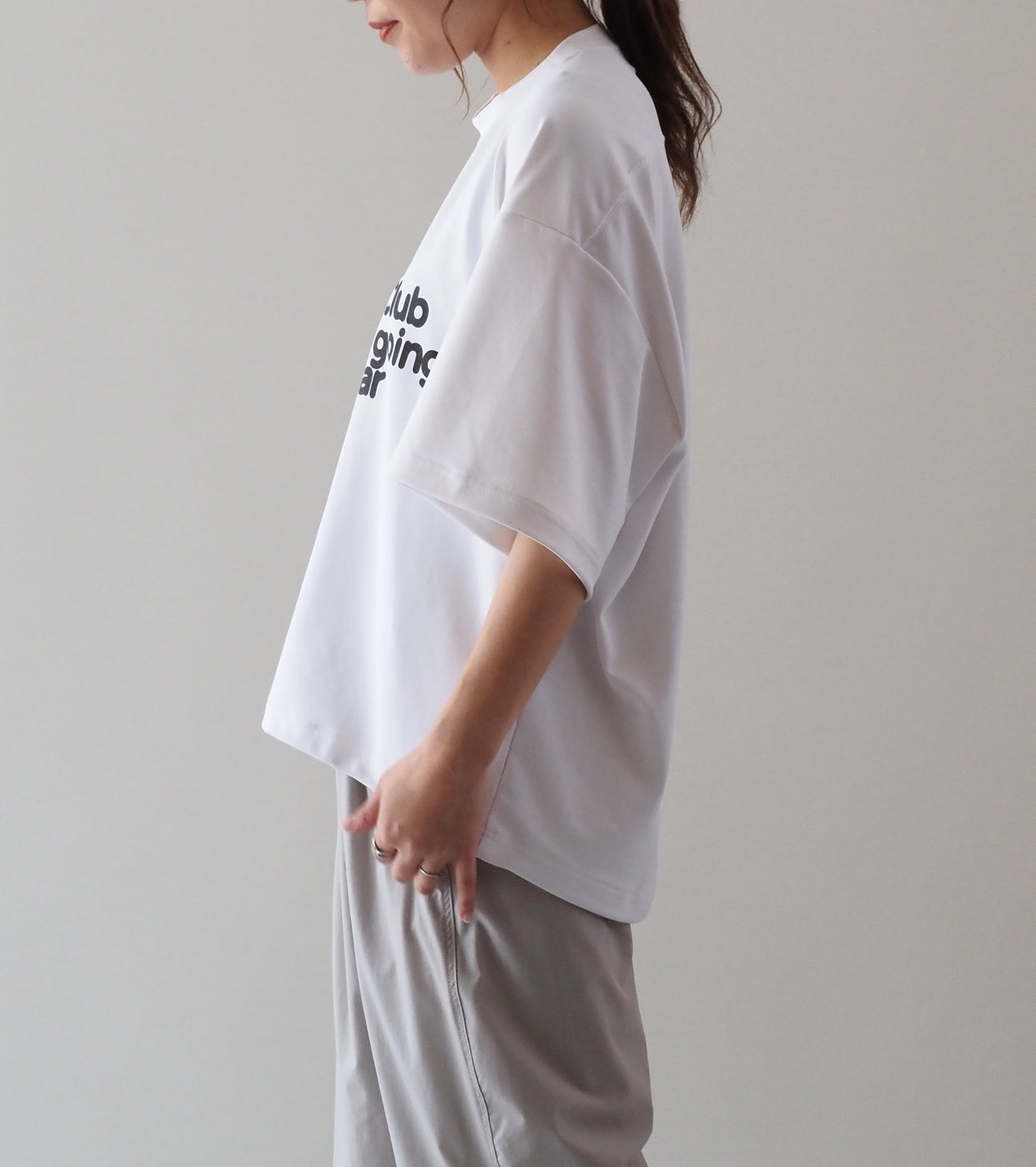 Americana 接触冷感 天竺 ドローコード Tシャツ, White