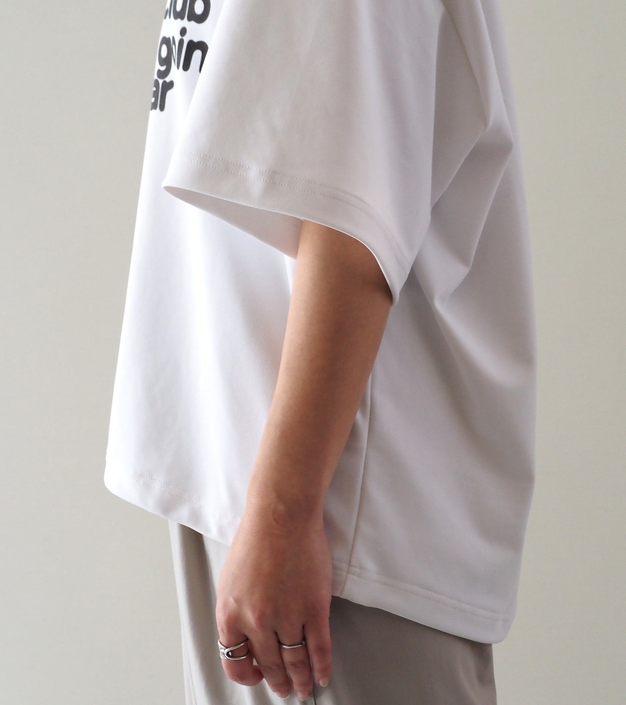 Americana 接触冷感 天竺 ドローコード Tシャツ, White