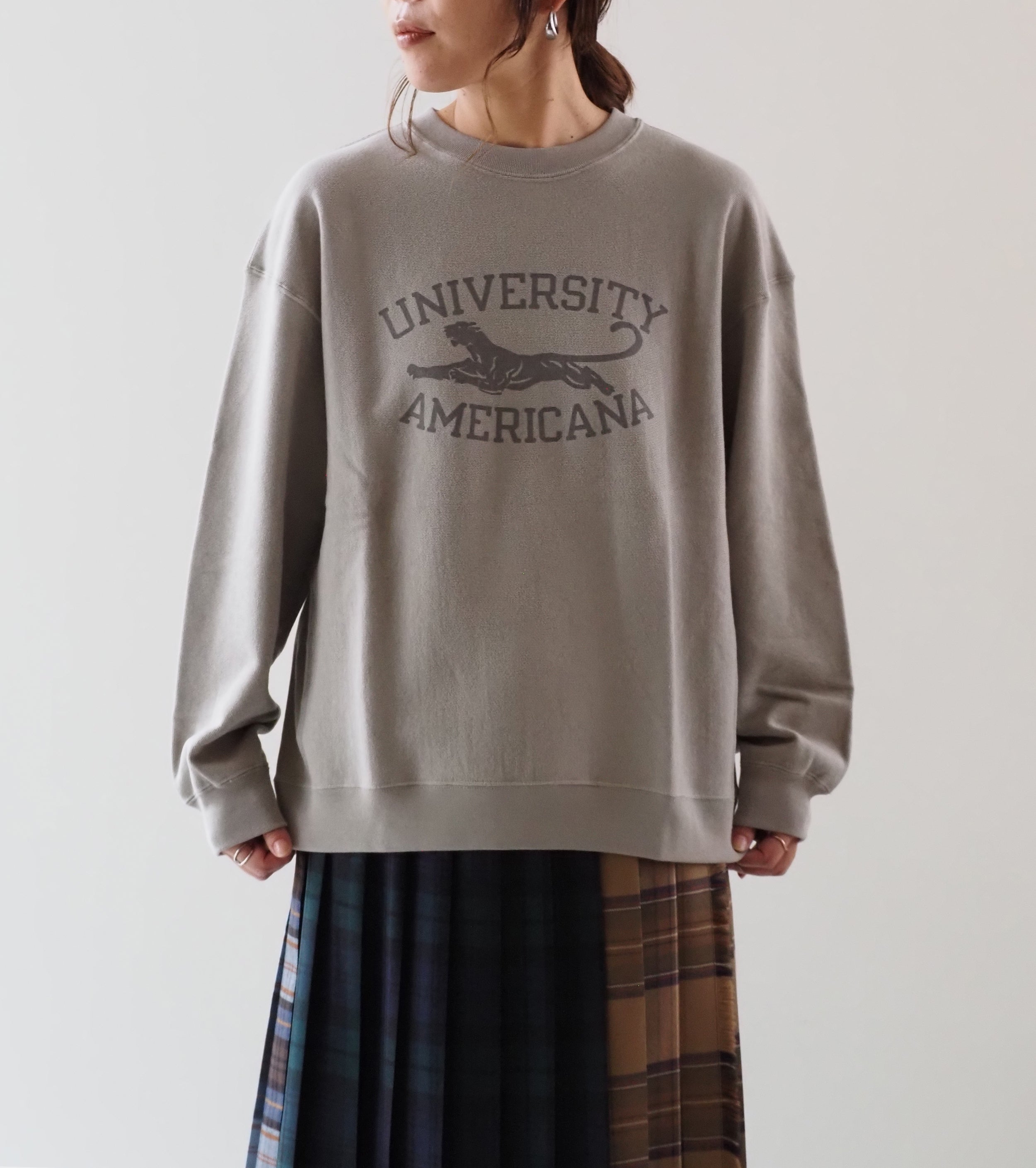 Americana Reverse Weave Crew neck Sweat Shirt , Greige