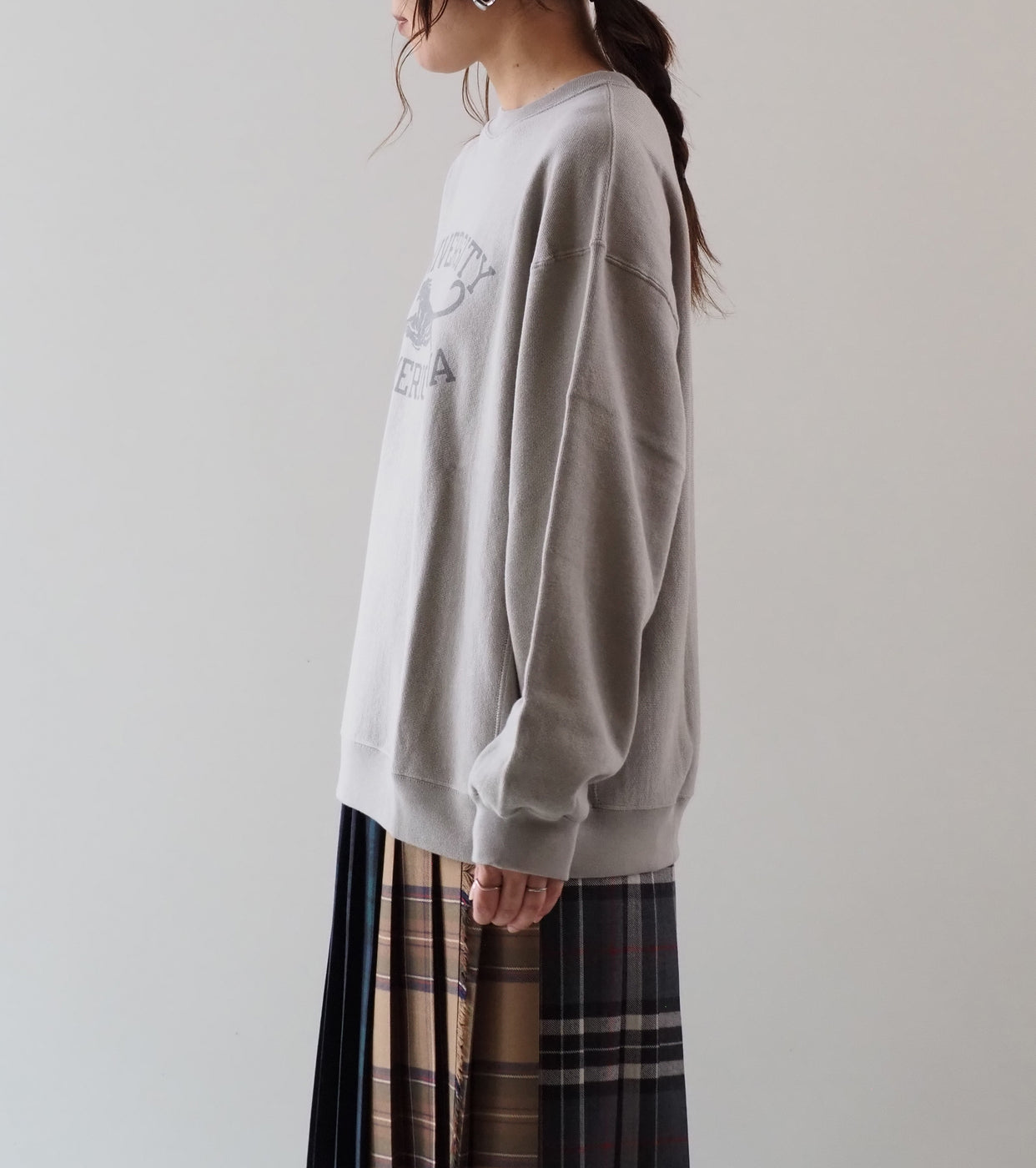 Americana Reverse Weave Crew neck Sweat Shirt , Greige