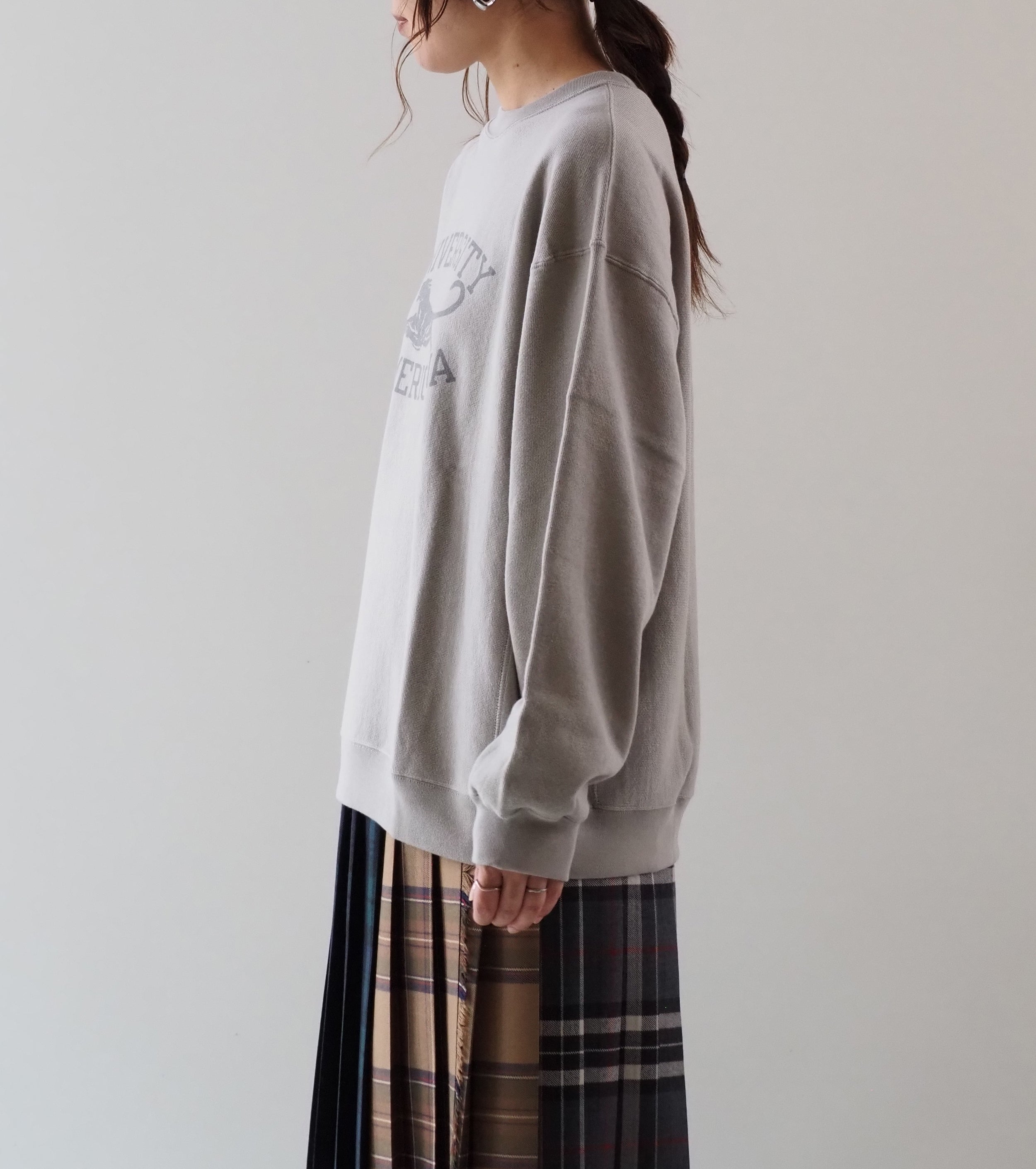 Americana Reverse Weave Crew neck Sweat Shirt , Greige