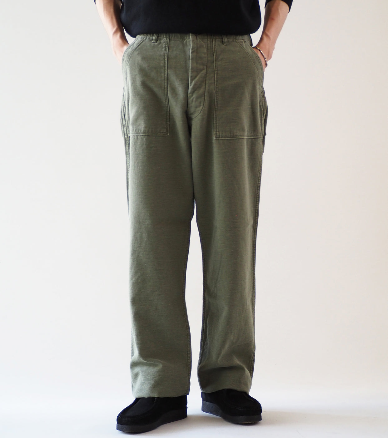 orslow リアル ユーズド ウォッシュ ヴィンテージ フィット ファティーグ パンツ , Dark Olive Stone