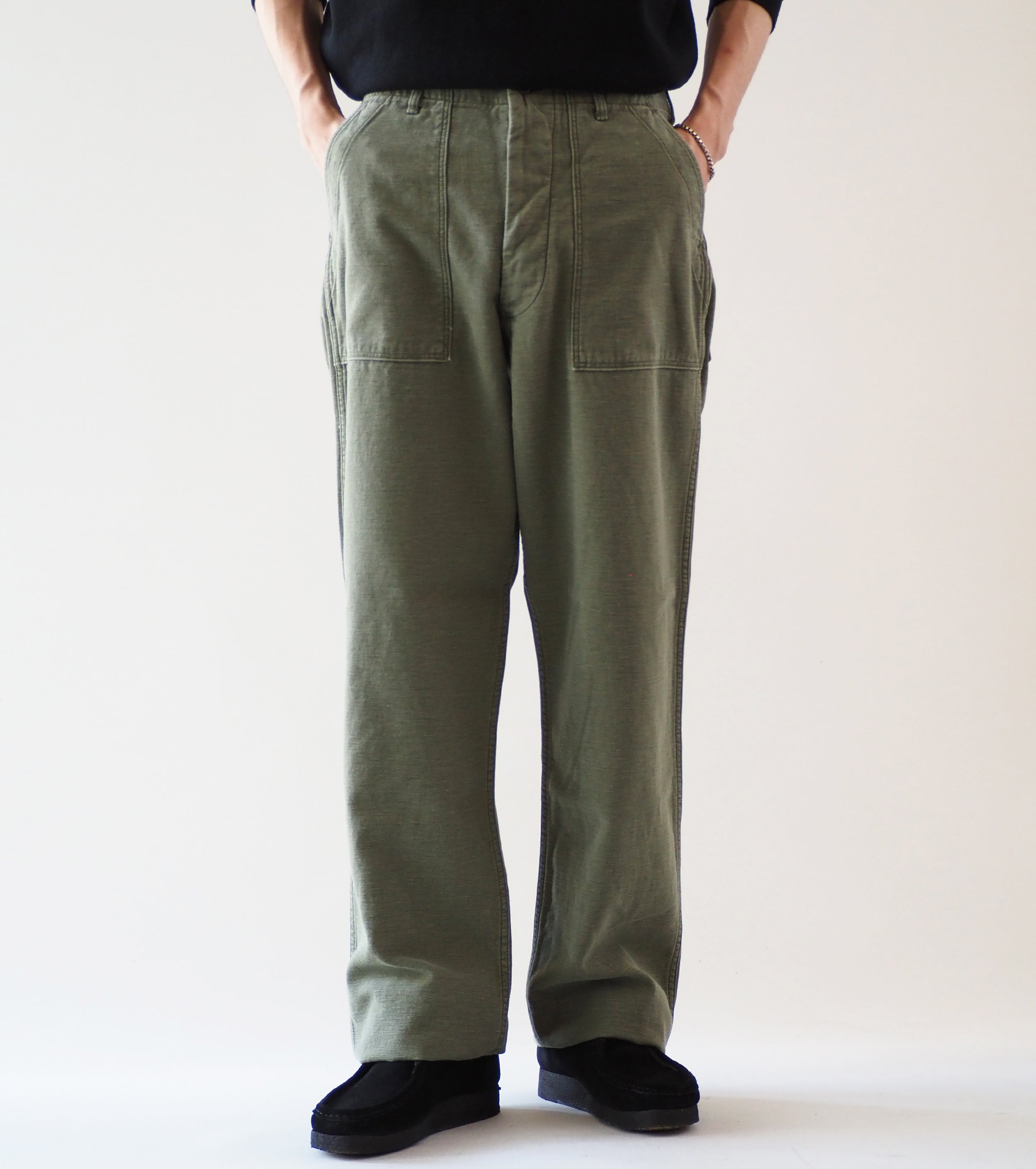 orslow リアル ユーズド ウォッシュ ヴィンテージ フィット ファティーグ パンツ , Dark Olive Stone
