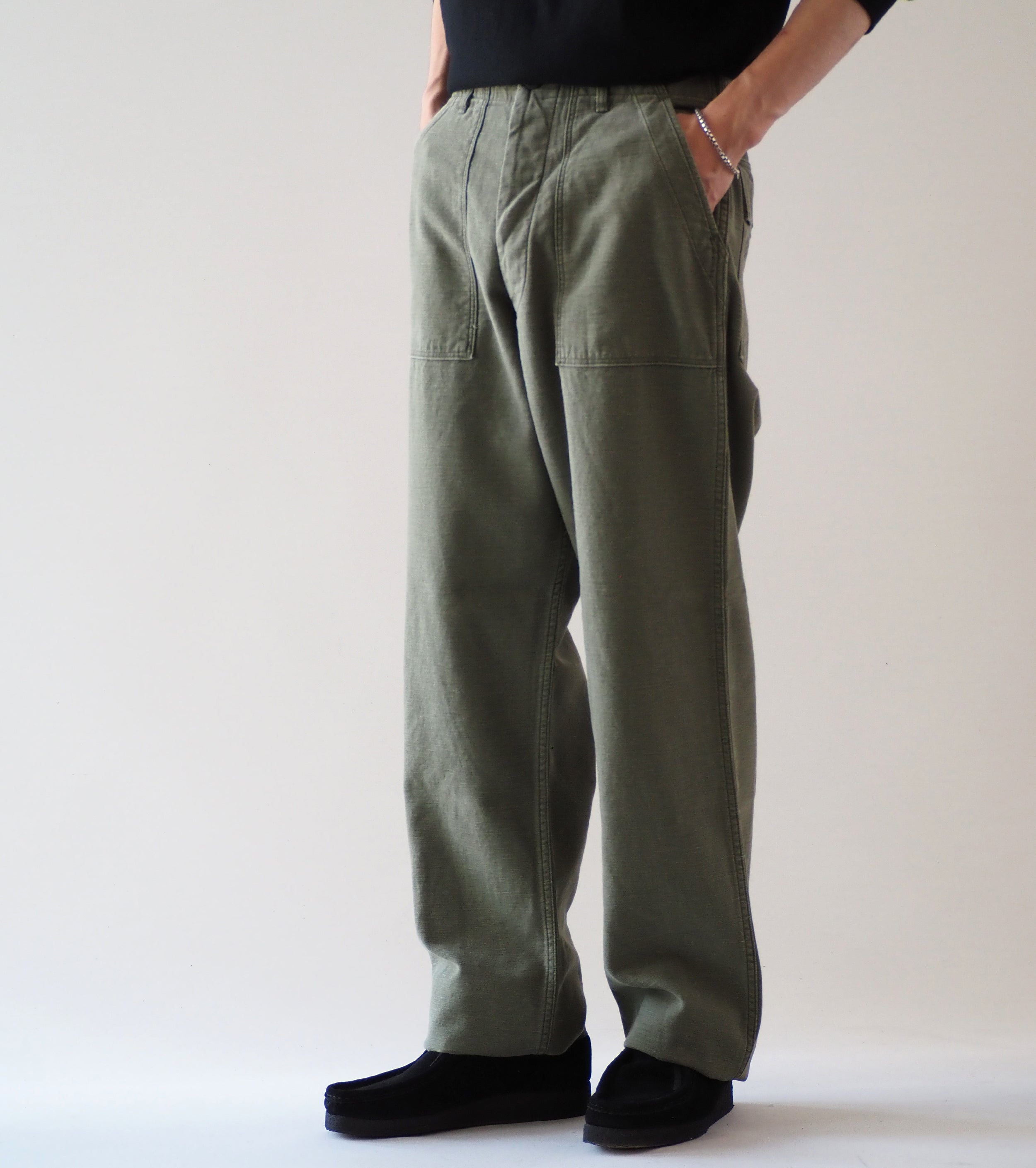 orslow リアル ユーズド ウォッシュ ヴィンテージ フィット ファティーグ パンツ , Dark Olive Stone