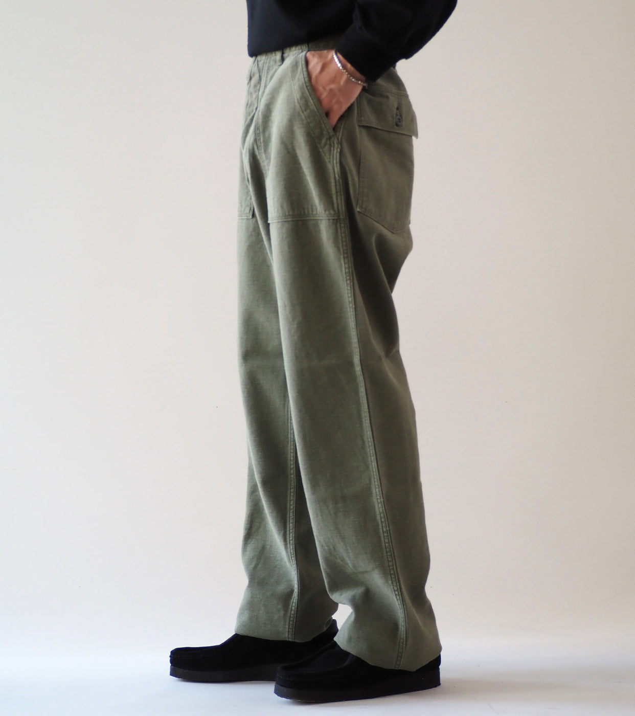 orslow リアル ユーズド ウォッシュ ヴィンテージ フィット ファティーグ パンツ , Dark Olive Stone