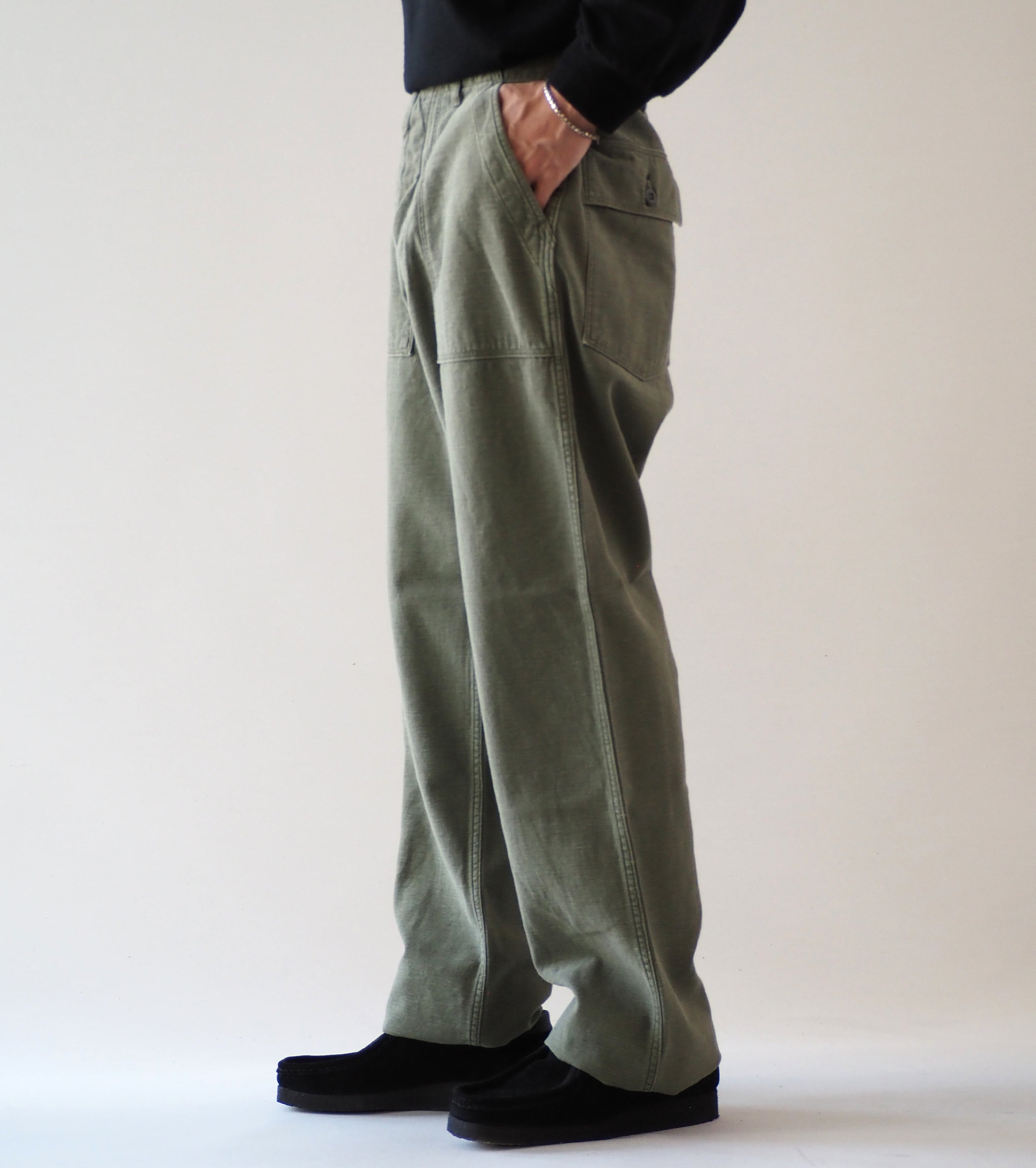orslow リアル ユーズド ウォッシュ ヴィンテージ フィット ファティーグ パンツ , Dark Olive Stone